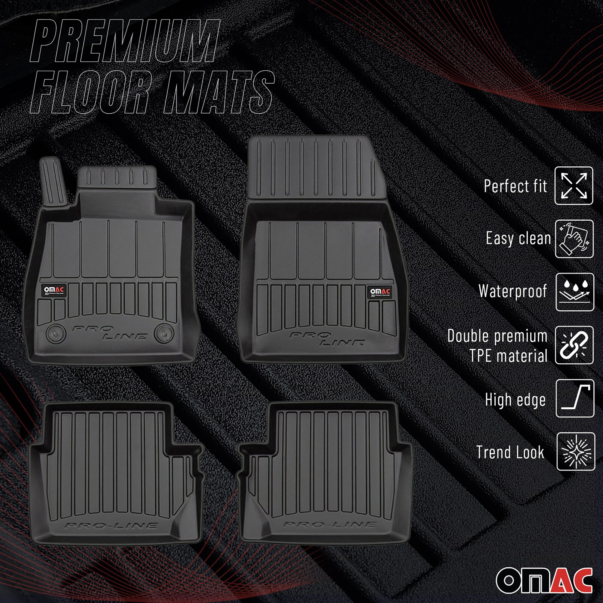 OMAC Gummi Fußmatten für Ford Puma 2019-2026 Premium TPE 3D Automatten 4tlg