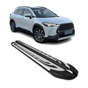 Trittbretter Seitenschweller für Toyota Corolla Cross 2021-26 Silber Schwarz 2x