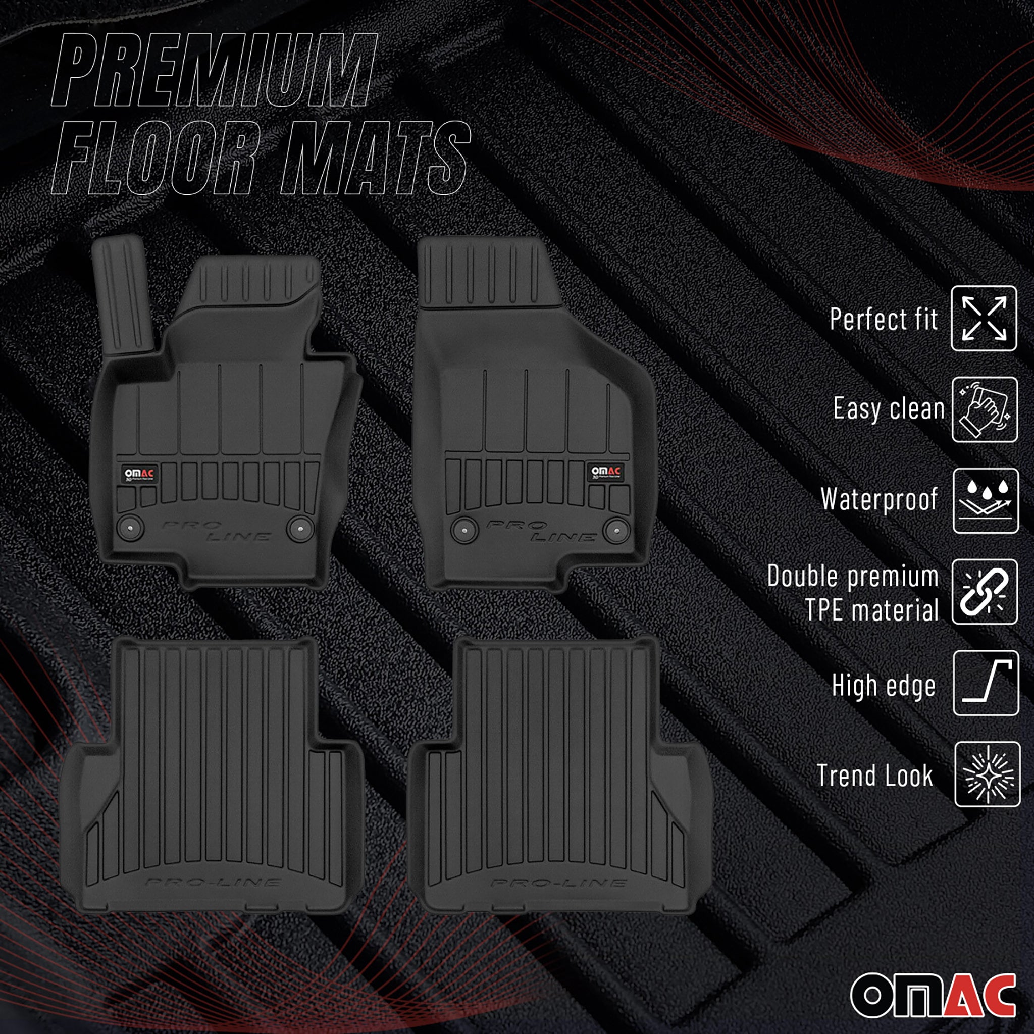 OMAC Gummi Fußmatten für Seat Alhambra 2010-2020 Premium TPE Automatten 4tlg