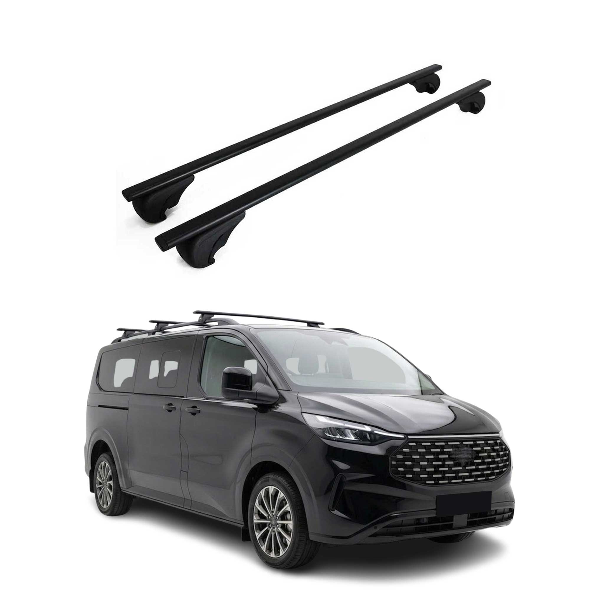 Dachträger Grundträger für Ford Tourneo Custom II 2023-2026 Metall Schwarz 2tlg