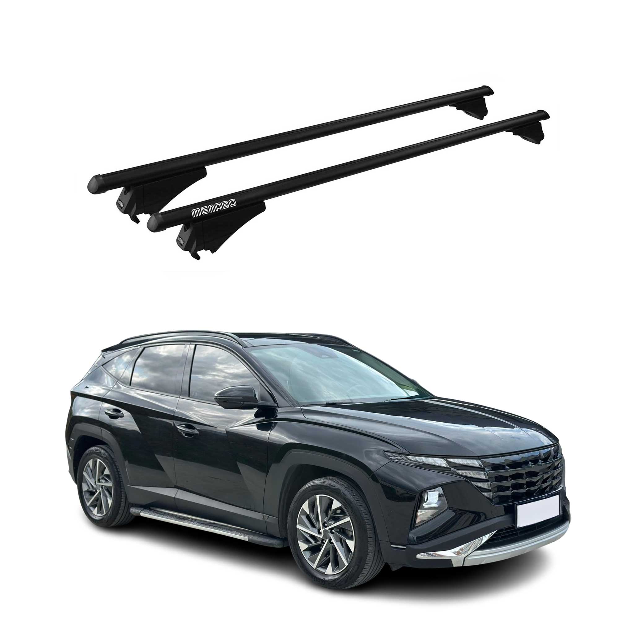 Menabo Dachträger Grundtäger für Hyundai Tucson mk4 2022-2026 75kg Alu Schwarz