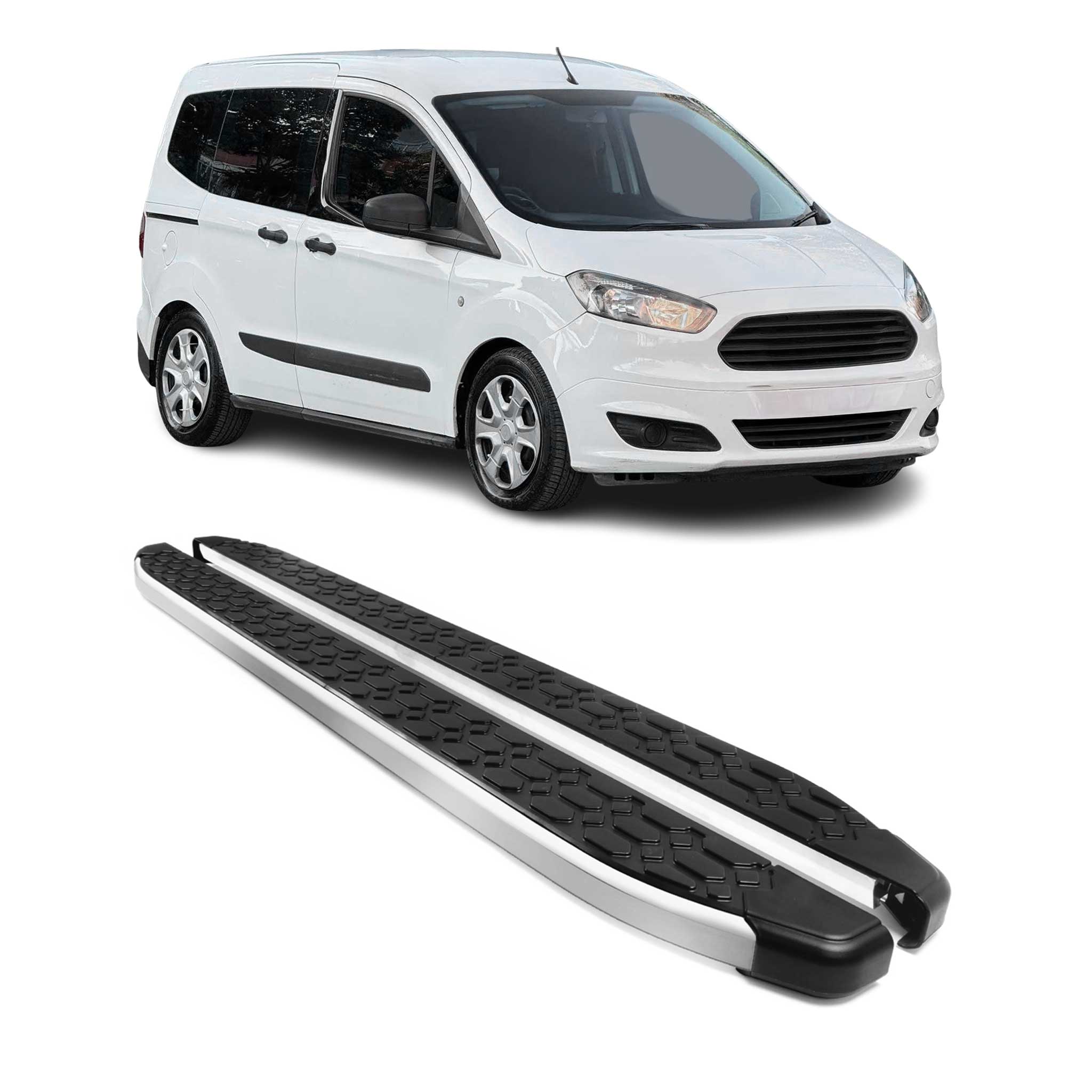 Alu Trittbretter Schweller für Ford Transit Tourneo Courier 2014-2023 L1 Schwarz