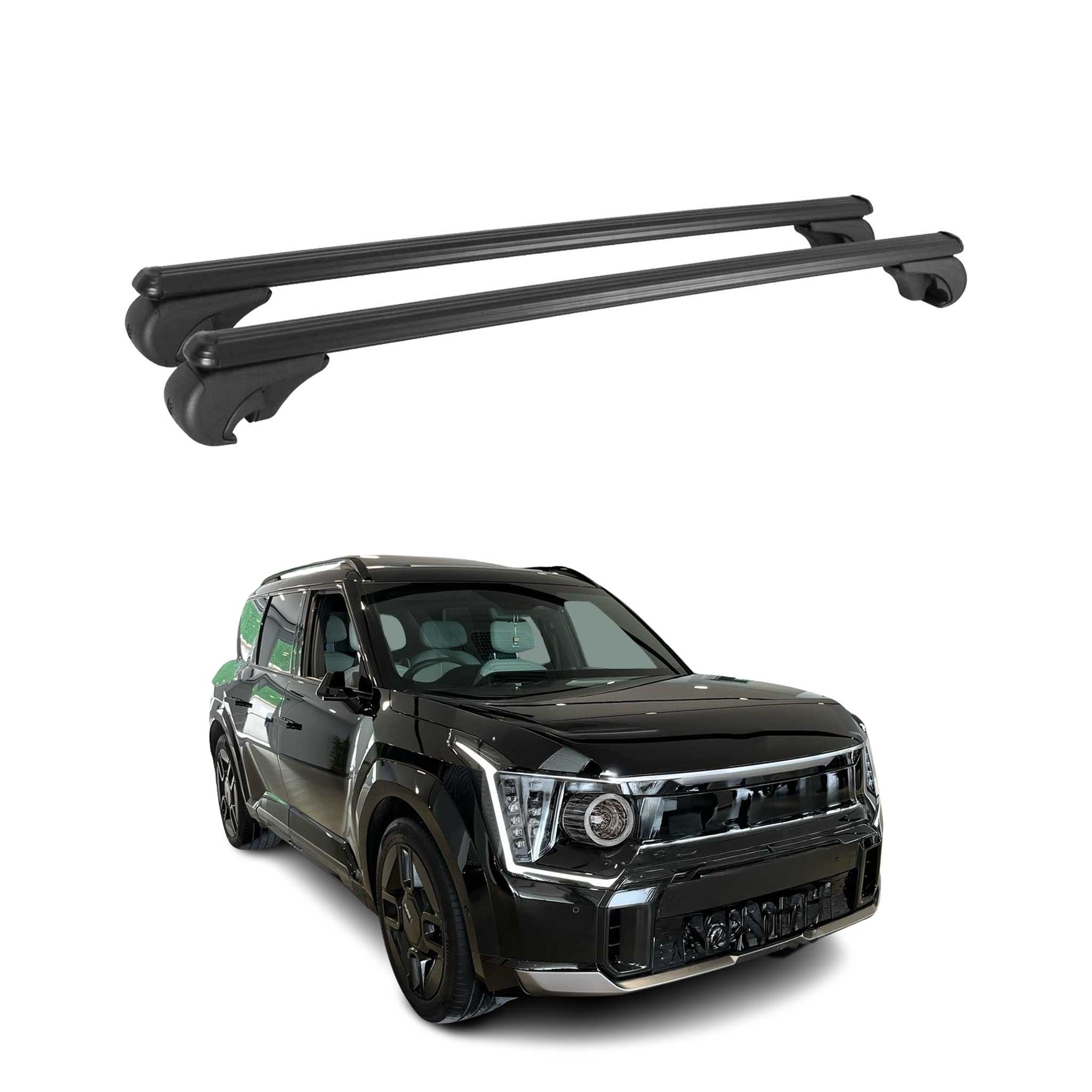 Dachträger Grundtäger für Kia EV9 GT-LINE 2023-2026 75kg Aluminium Schwarz 2 tlg