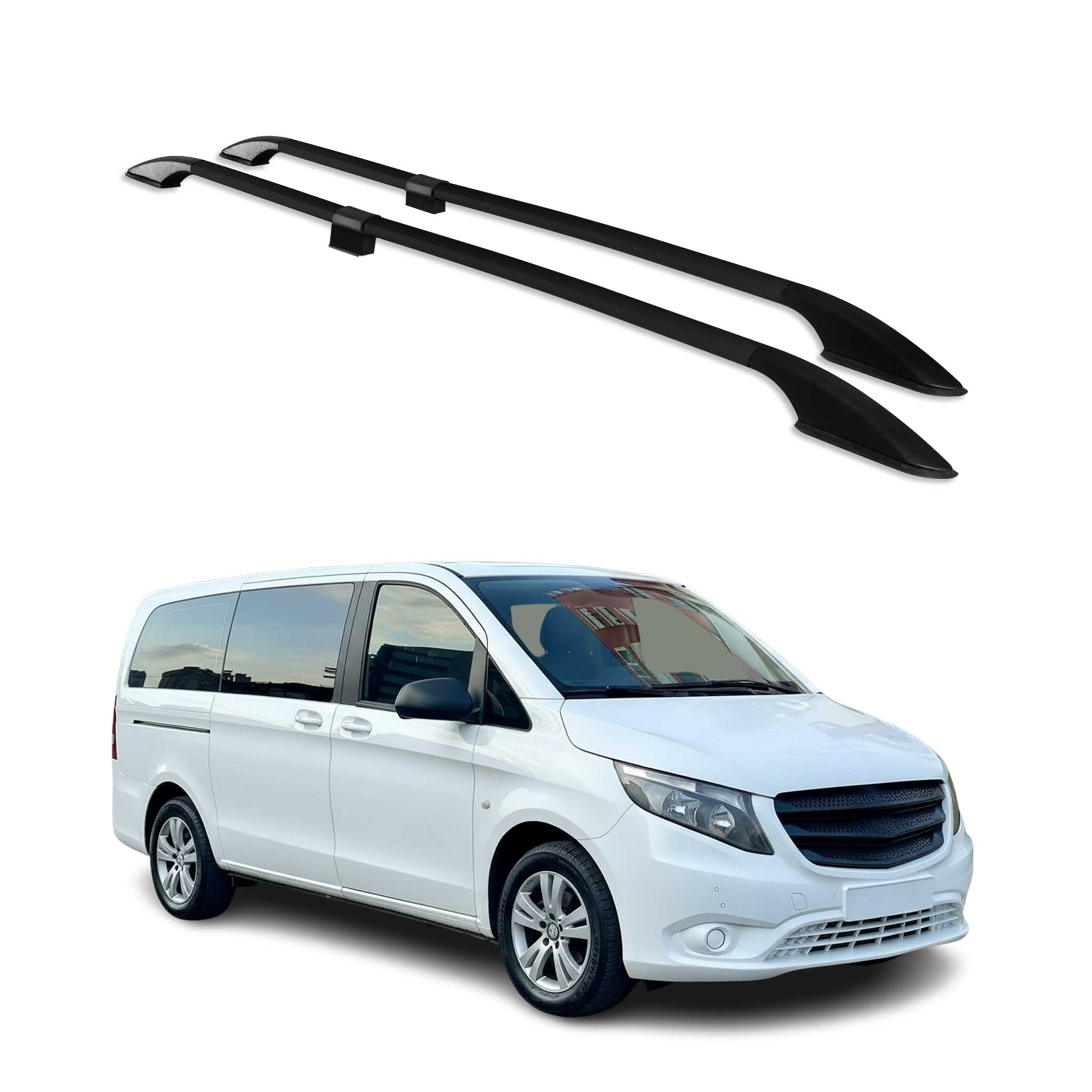 Dachreling für Mercedes Vito / V-Klasse W639 W447 2003-2026 L2 Lang Alu Schwarz