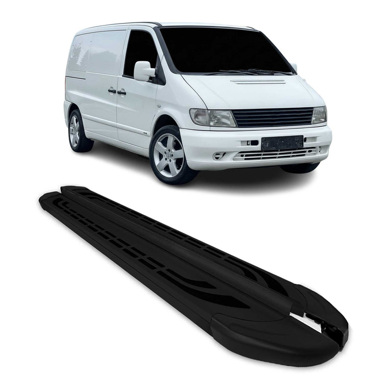 Trittbretter Seitenschweller für Mercedes Vito 1996-2003 L1/L2 Schwarz 2 tlg