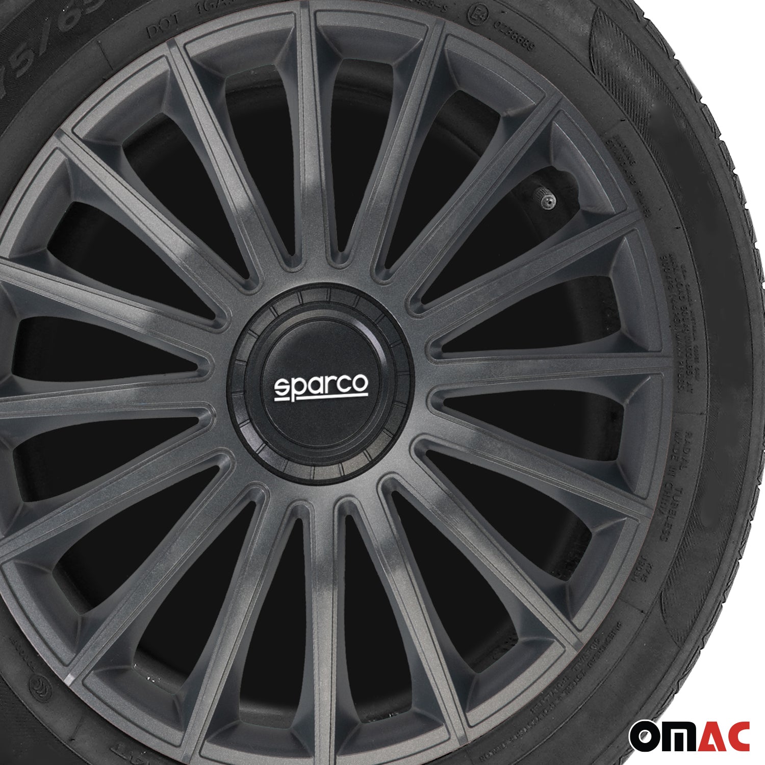 Radkappen Radzierblenden Sparco Treviso 16" Zoll Auto Abdeckung Set Grau 4x