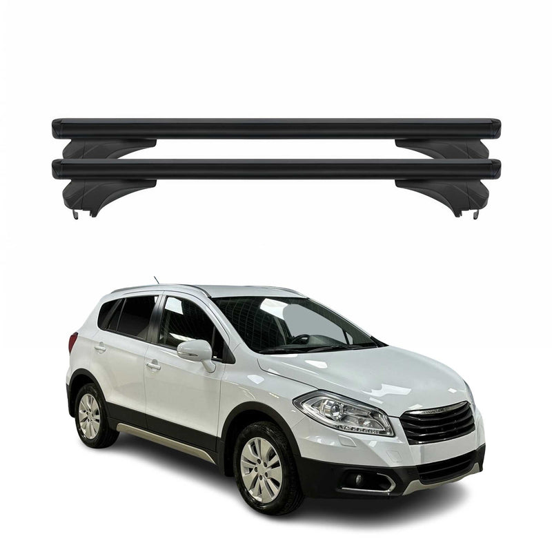 Menabo Dachträger Grundtäger für Suzuki SX4 S-Cross 2013-2021 Alu Schwarz 2 tlg