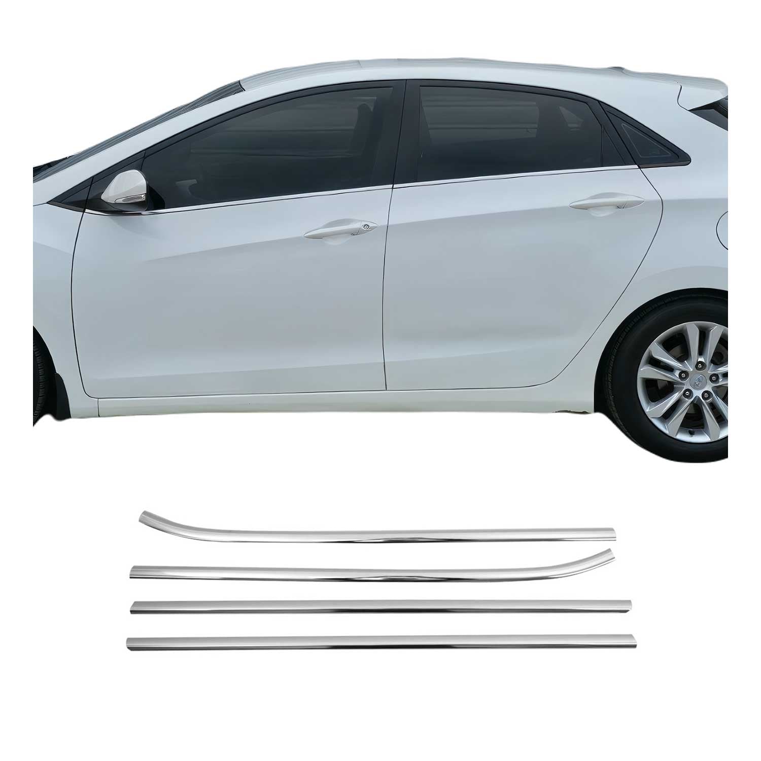Fensterleisten Zierleisten für Hyundai i30 Schrägheck 2006-11 Edelstahl Chrom 4x
