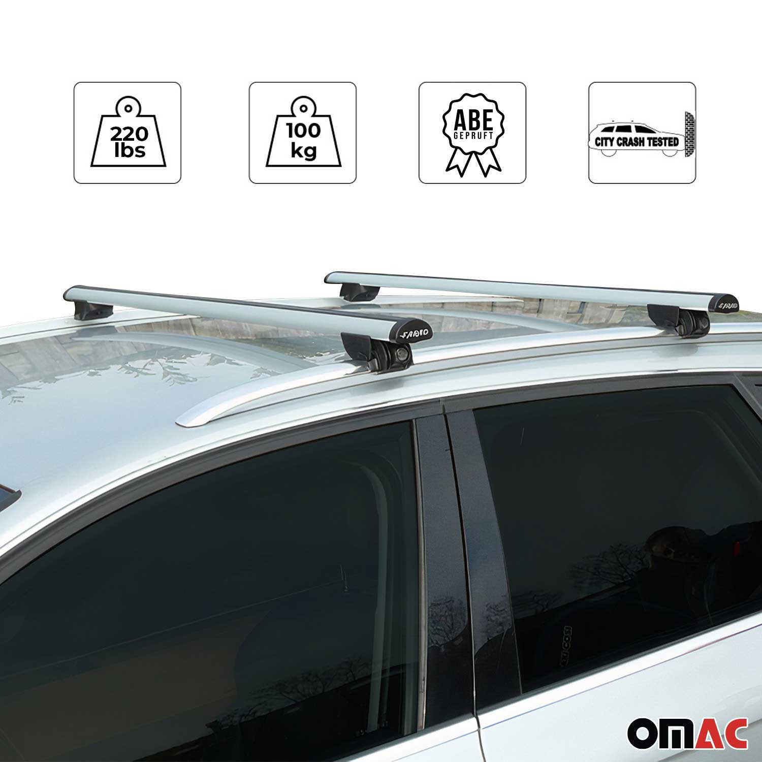 Dachträger für VW Cross Polo 2010-2022 Gepäckträger 100kg Aluminium Grau