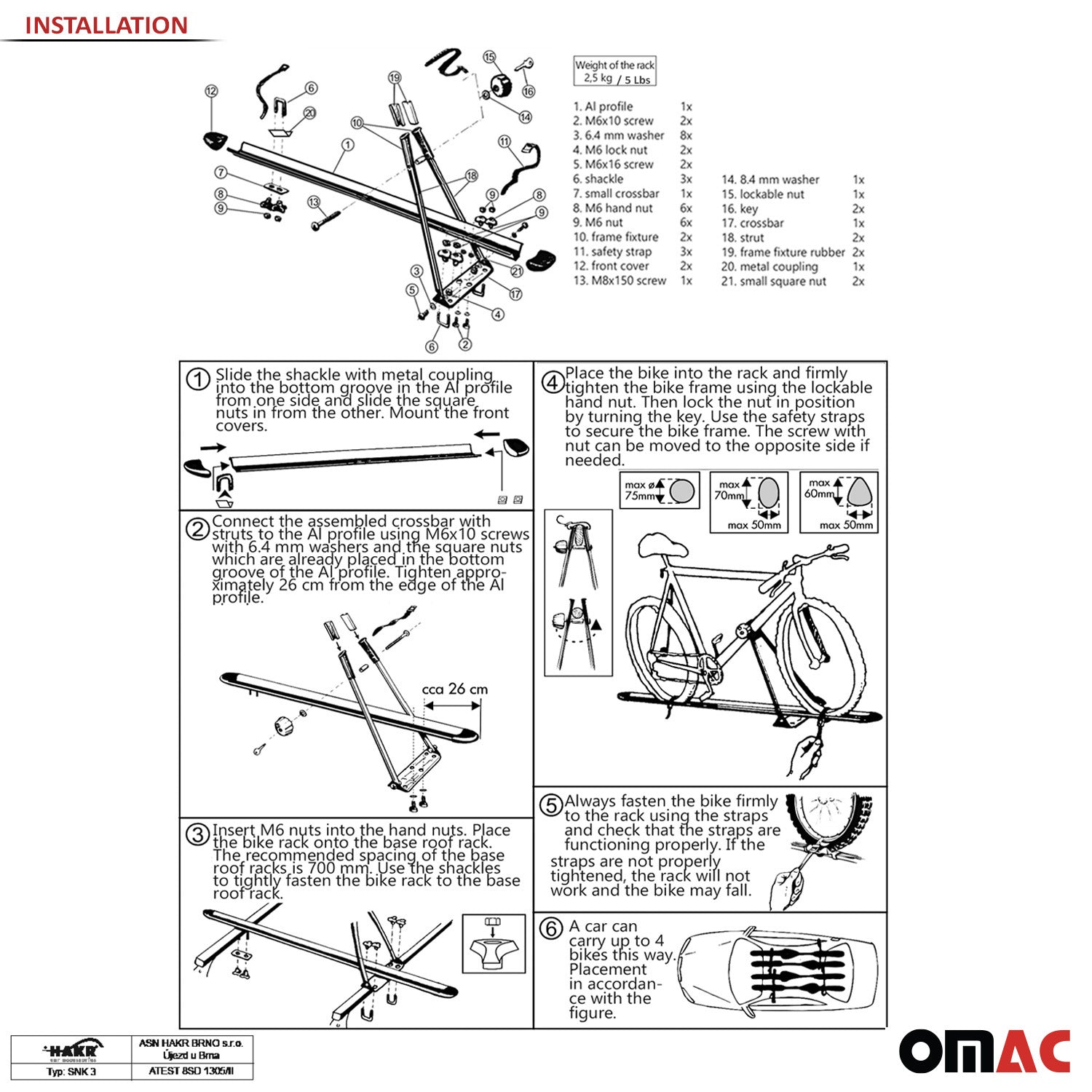 Fahrradträger Dachfahrradträger bis 15kg Fahrradhalter Aluminium Fahrräder