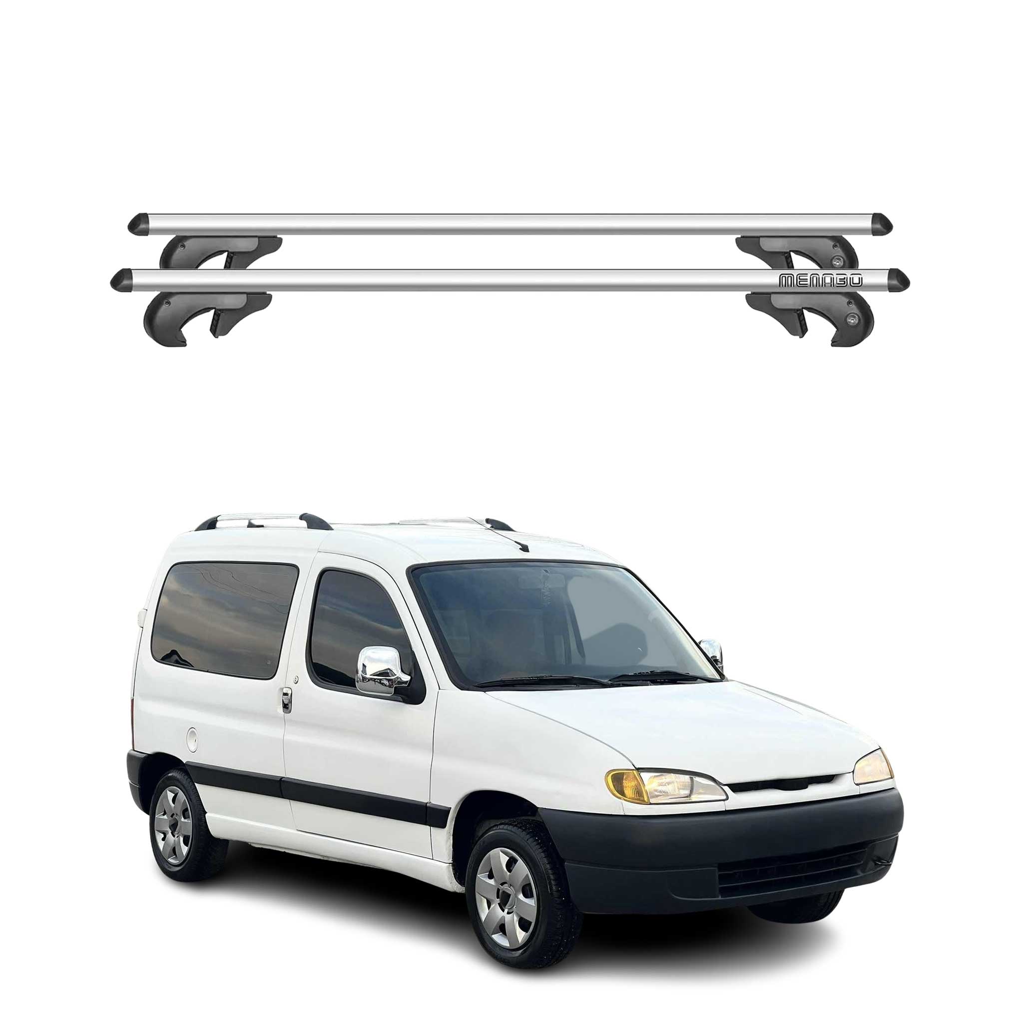 Menabo Dachträger Grundtäger für Peugeot Partner Air 1996-2013 90kg Alu Grau 2x