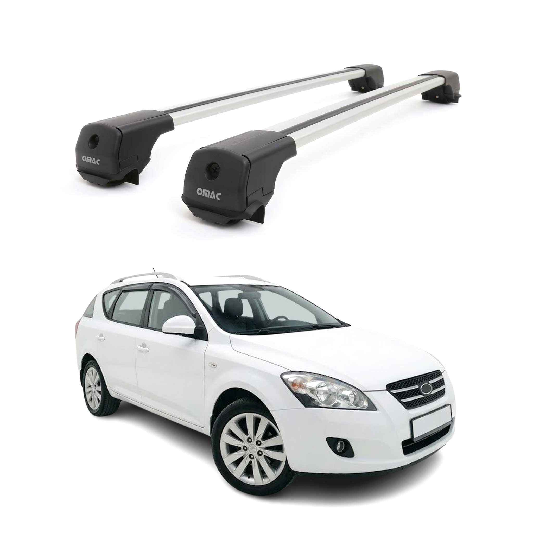 Dachträger Grundträger für Kia Ceed I 2006-2012 Aluminium 75kg Grau 2tlg