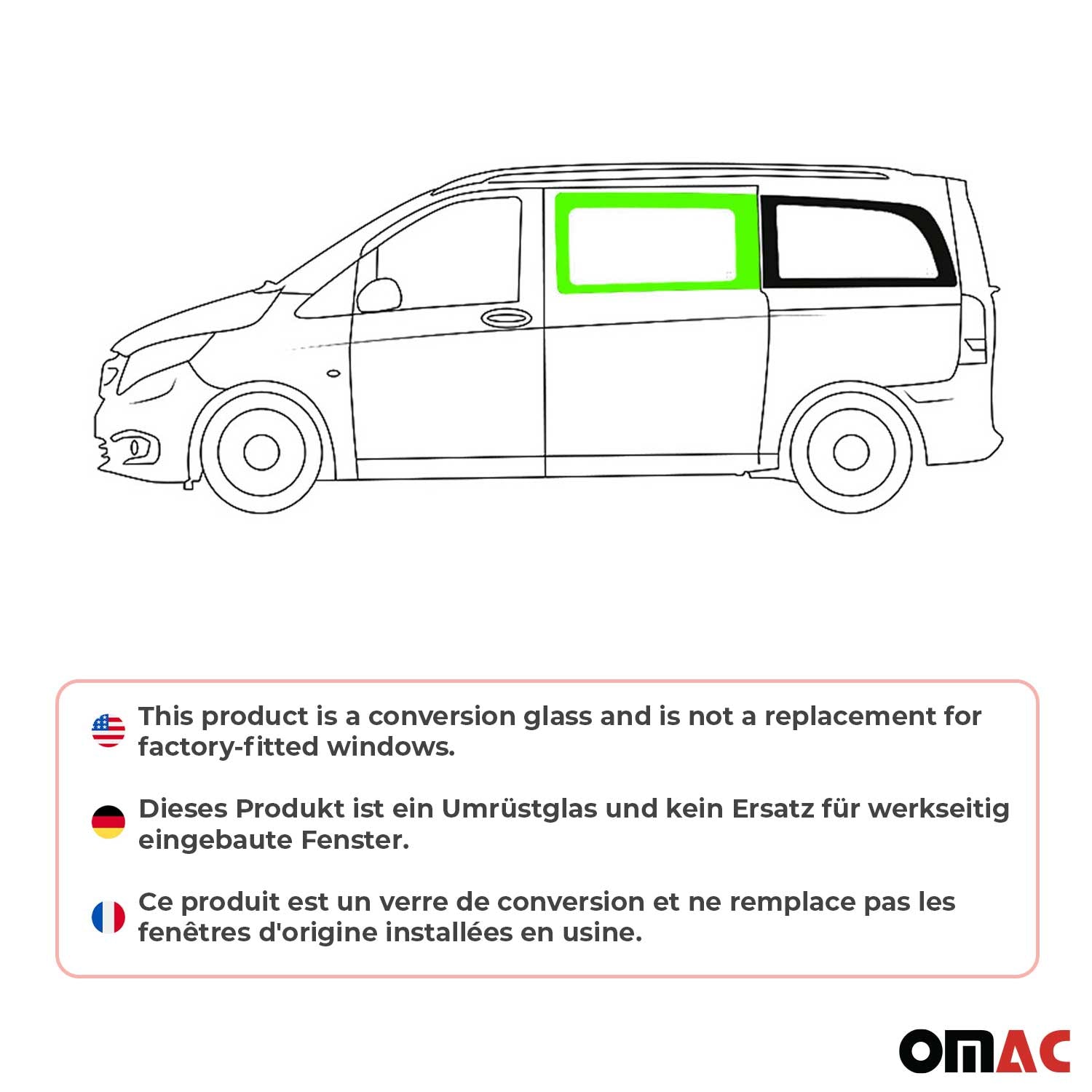 Seitenfenster Auto Fenster für Mercedes Vito W447 2014-2026 Links L2 L3