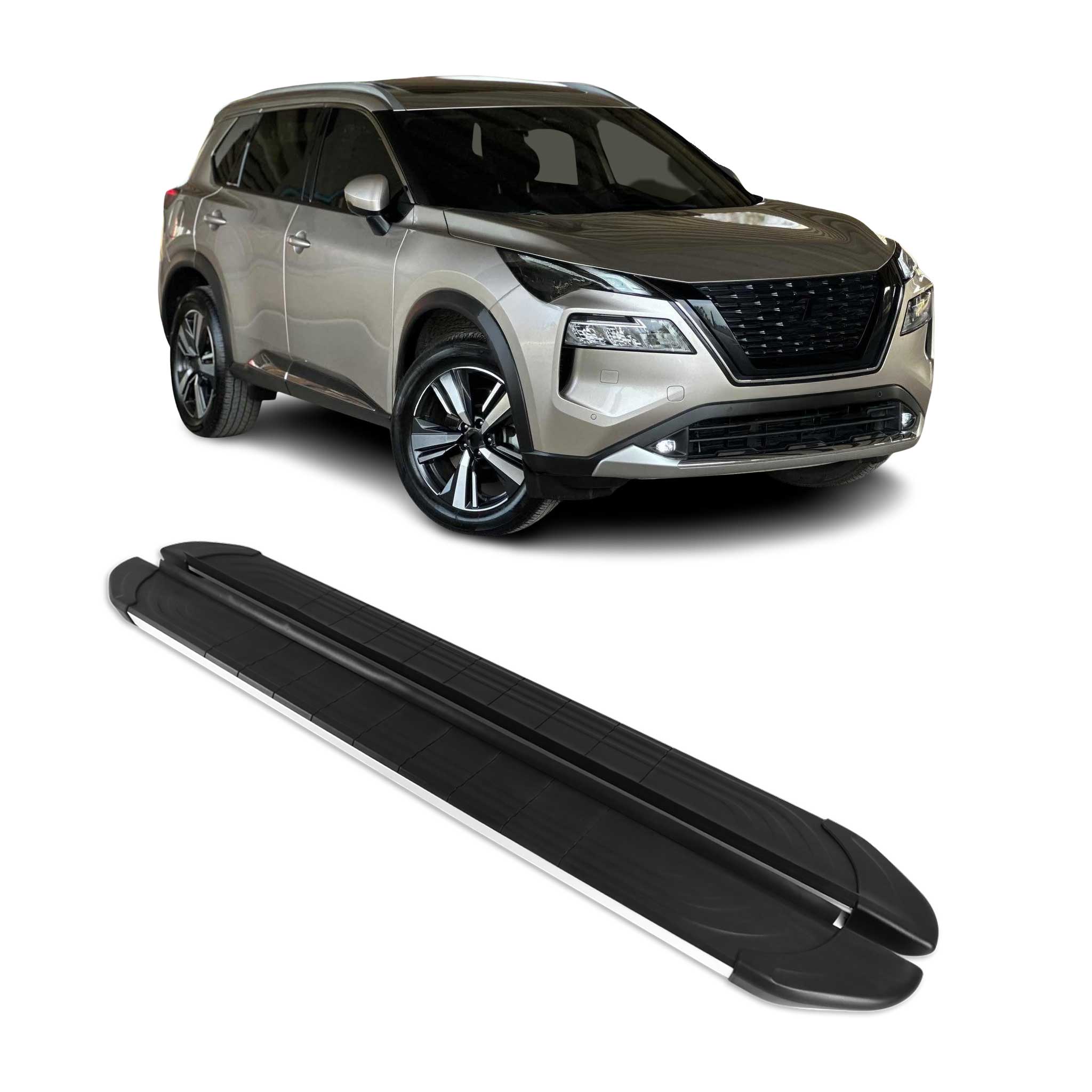 Trittbretter Seitenschweller für Nissan X-Trail 2021-2025 Alu Schwarz Silber