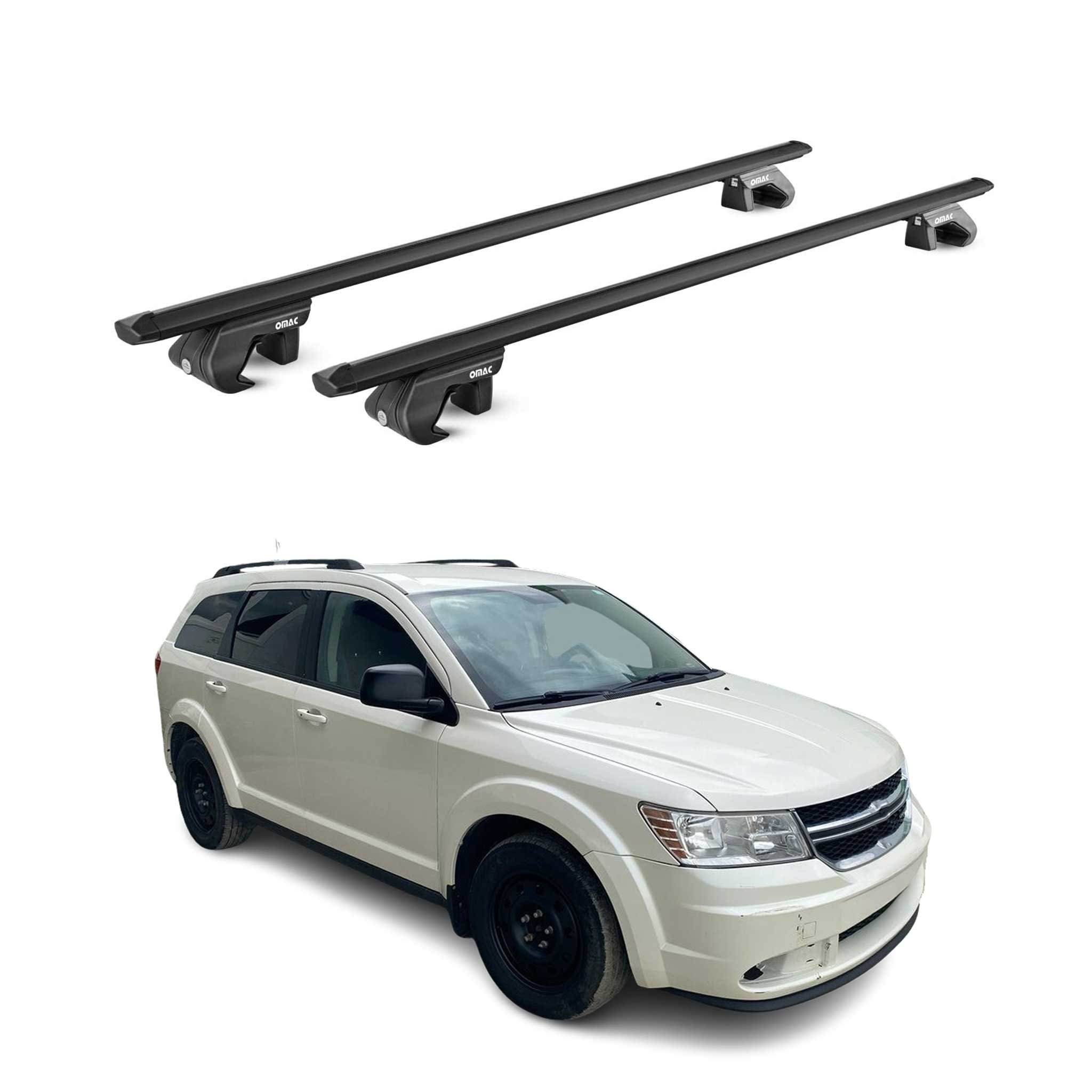 Dachträger Grundtäger für Dodge Journey 2008-2011 5 tür 90kg Alu Schwarz 2x ABE