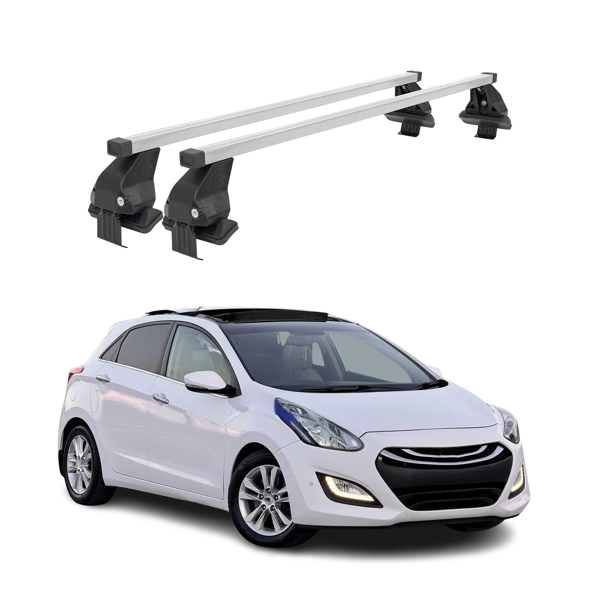 Menabo Dachträger Grundtäger für Hyundai i30 2011-2015 50kg Stahl Silber 2 tlg
