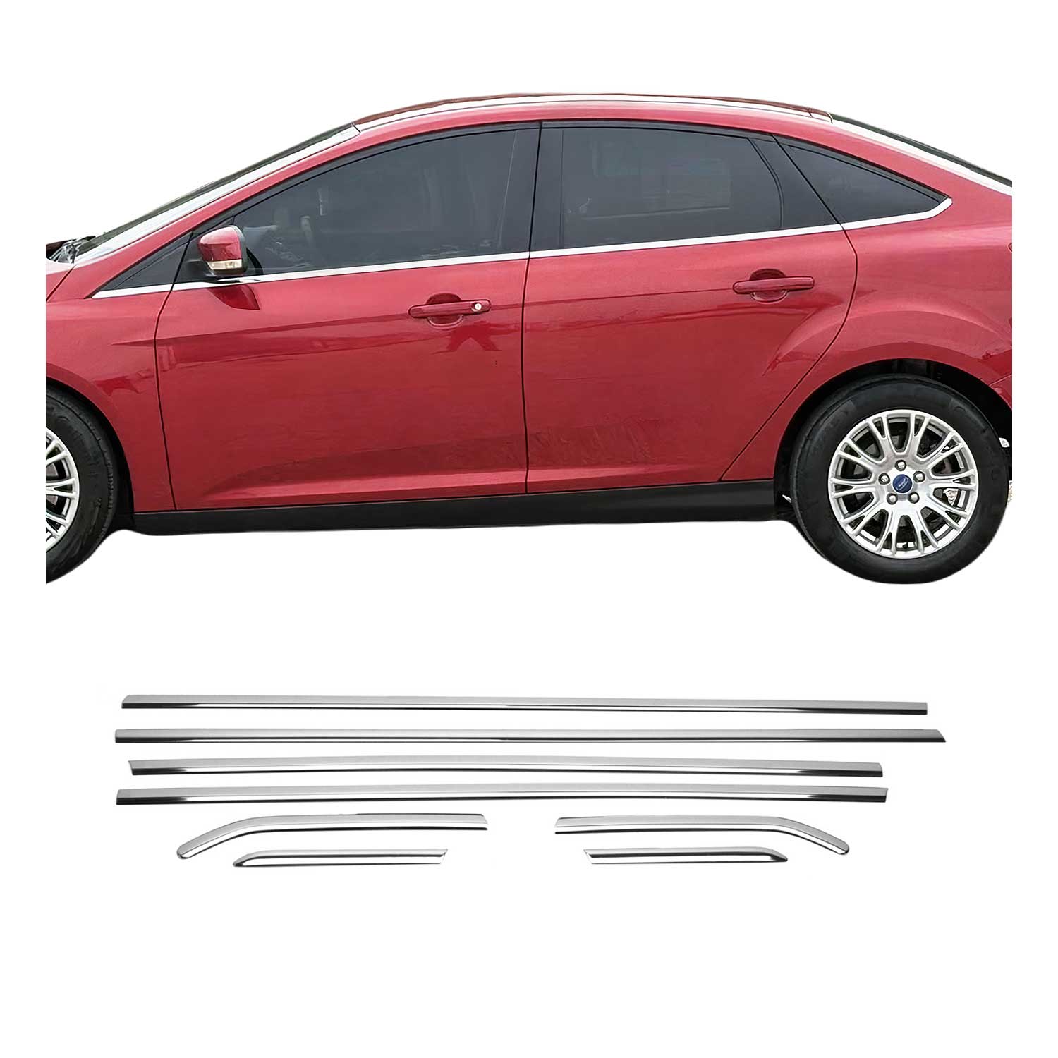Fensterleisten Zierleisten für Ford Focus Limo 2010-2018 Edelstahl Chrom 8tlg