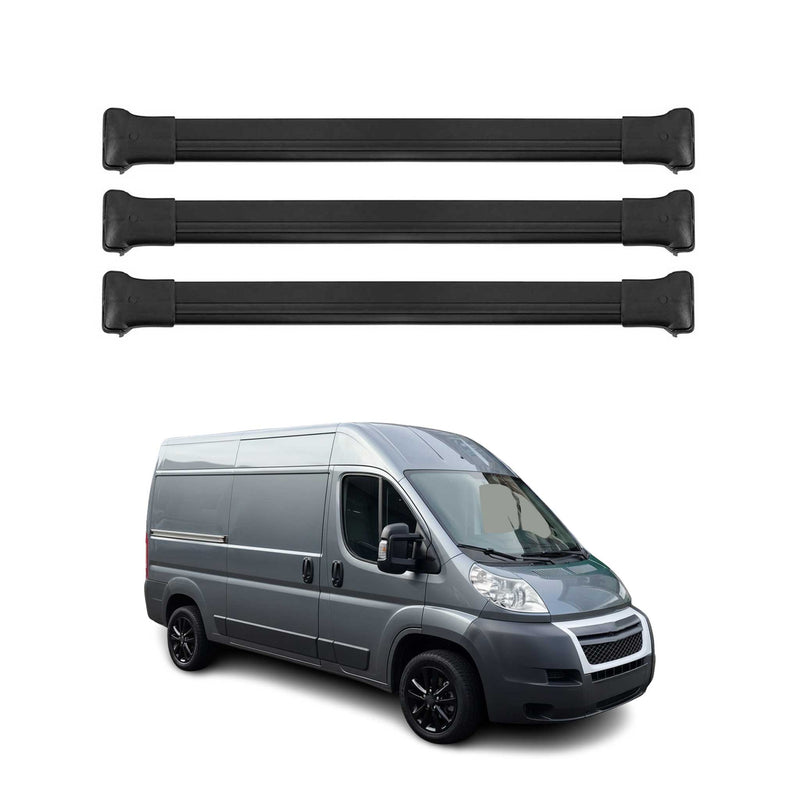 Dachträger Grundtäger für Citroen Jumper 2006-2020 75kg Aluminium Schwarz 3 tlg