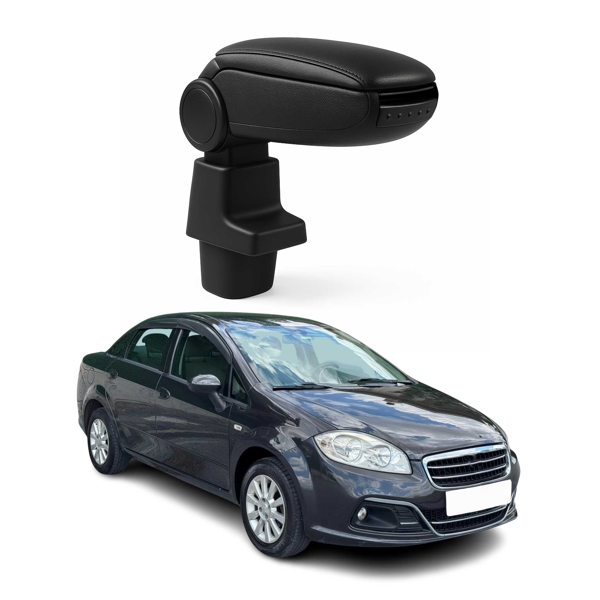 Mittelarmlehne Armlehne Mittelkonsole für Fiat Linea 2007-2020 PU-Leder Schwarz