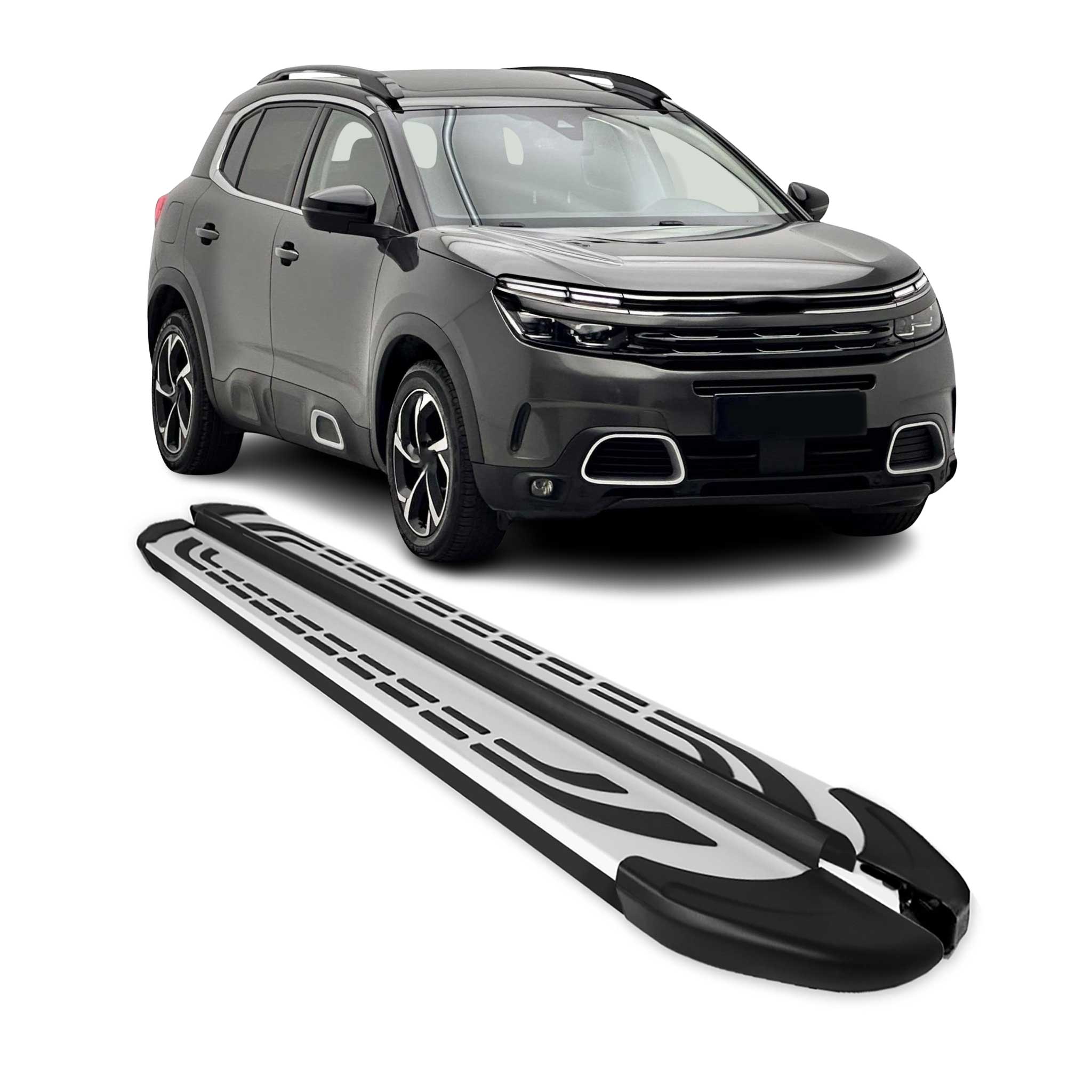 Trittbretter Seitenschweller für Citroen C5 Aircross 2019-2025 Alu Schwarz