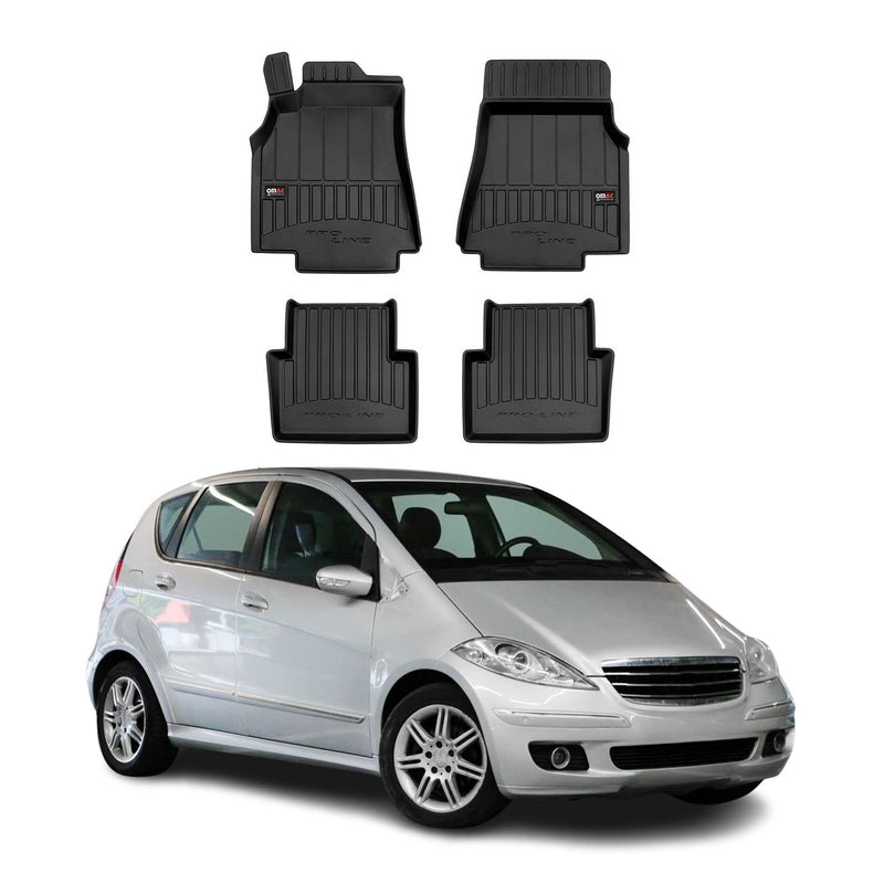 OMAC Gummi Fußmatten für Mercedes A Klasse W169 2004-2012 Premium TPE Schwarz 4x