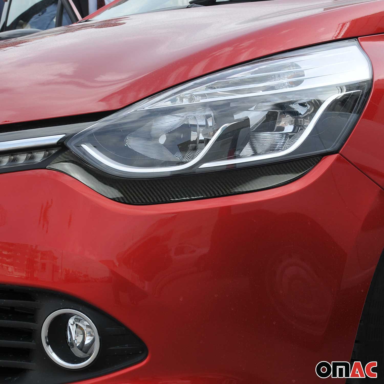 Scheinwerfer Leisten Scheinwerferblende für Renault Clio 2012-16 Echt Carbon 2x