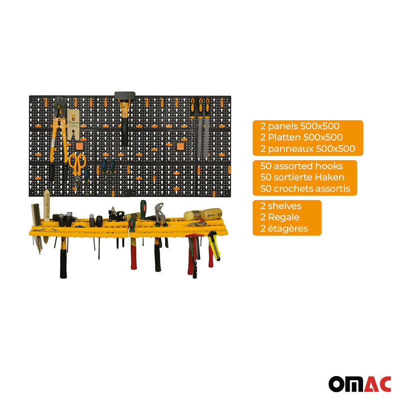 Werkstattwand Werkzeughalter Lochwand 2 Wandplatten 2 Ablagen 50 Haken Set