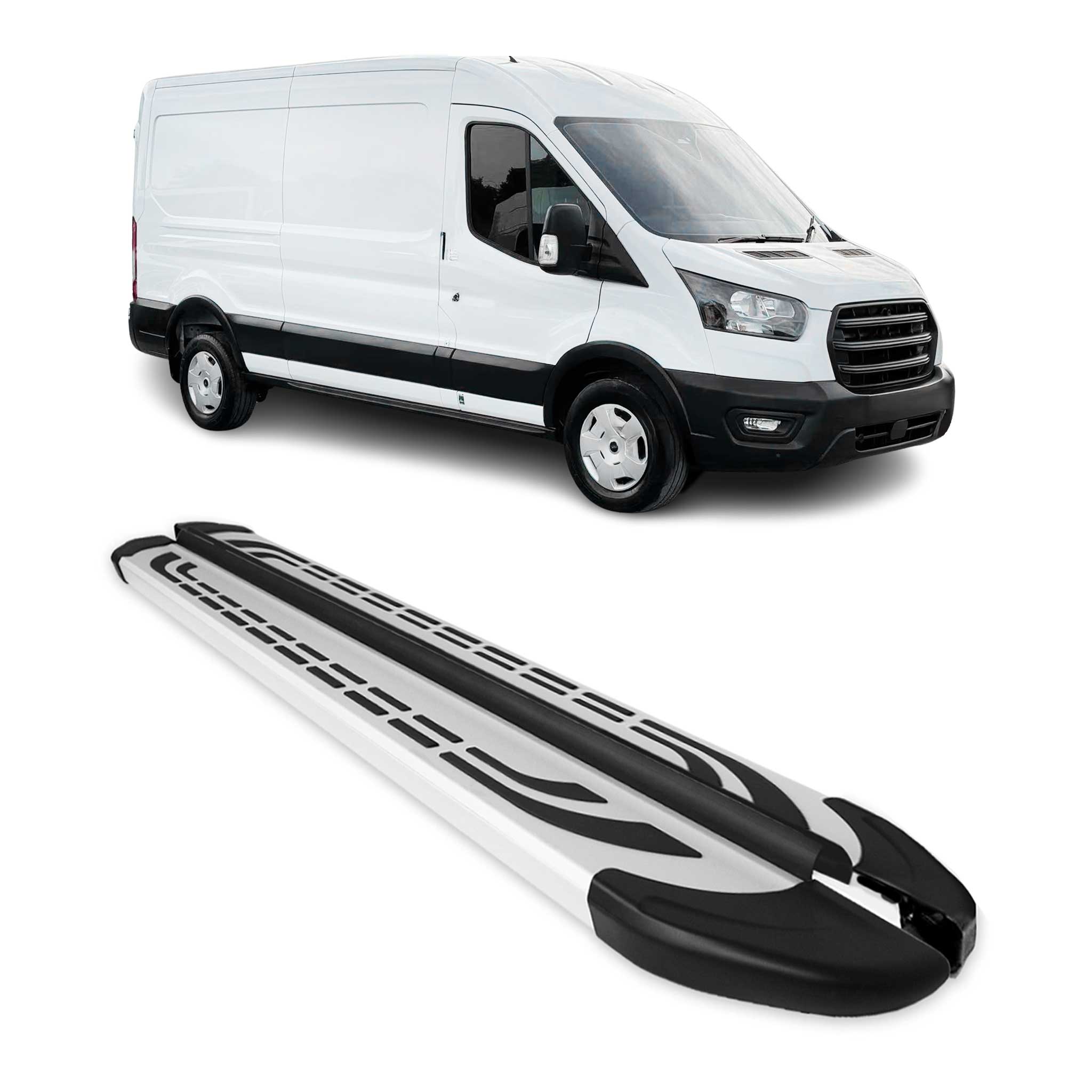 Trittbretter Seitenschweller für Ford Transit 2015-2026 L3 Silber Aluminium 2x