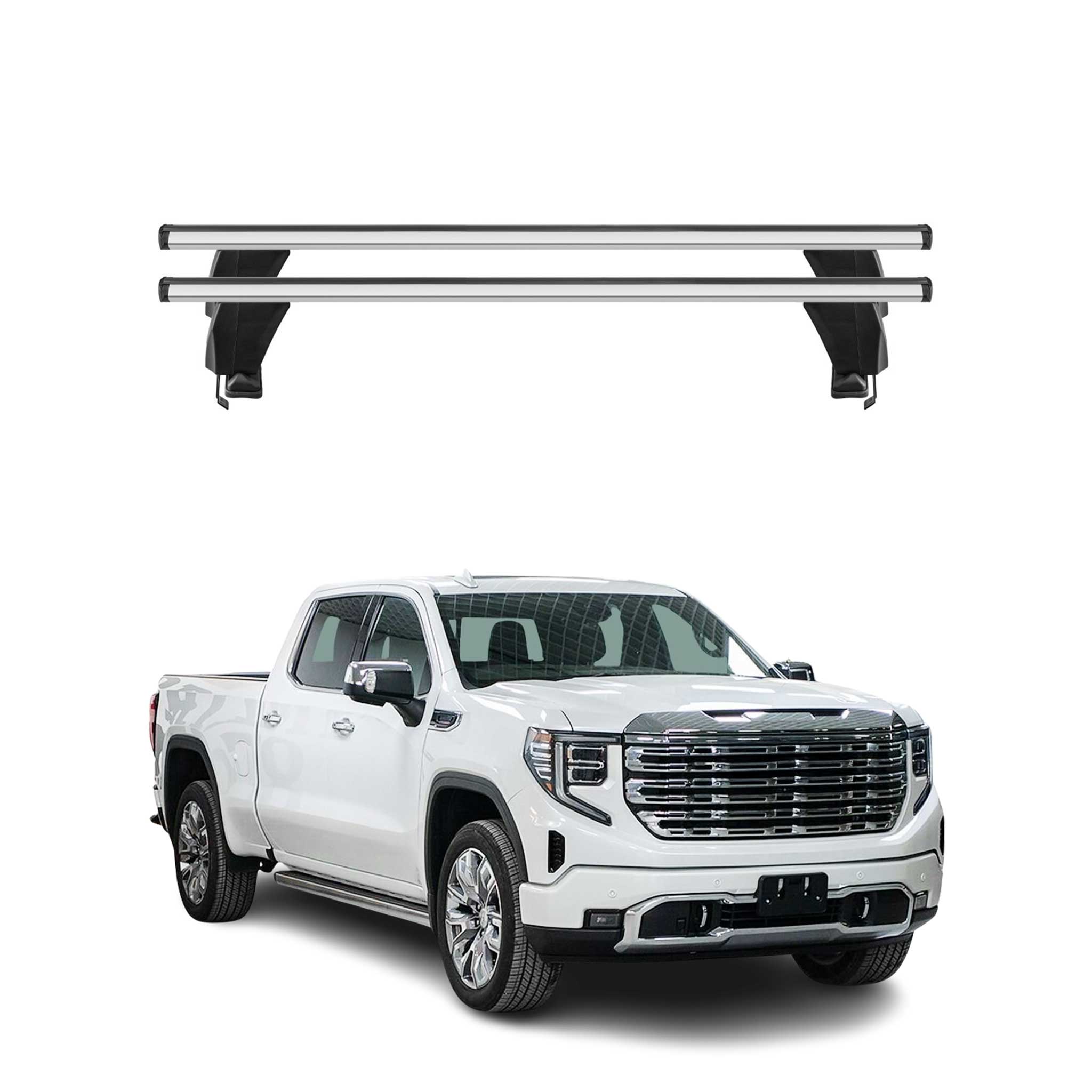 Menabo Dachträger Grundtäger für GMC Sierra Limo 2019-2024 50kg Alu Silber 2 tlg