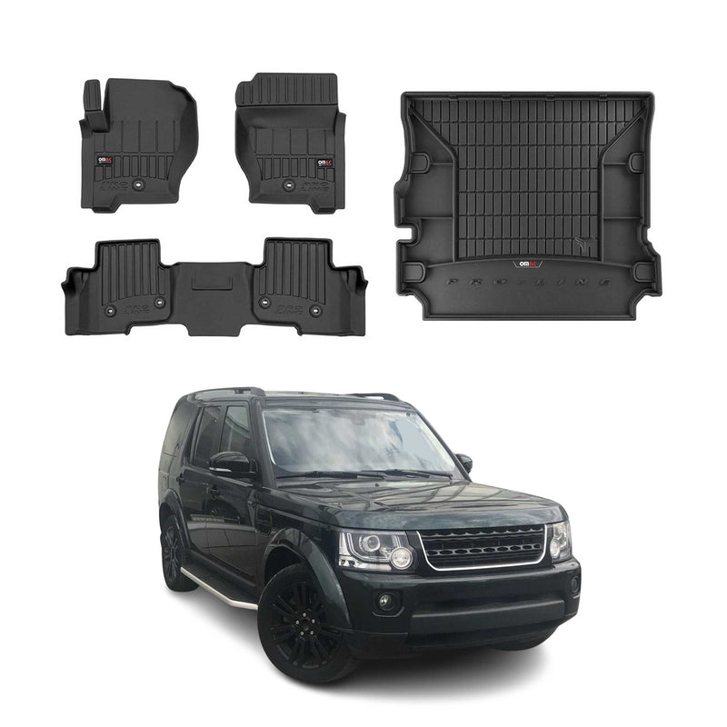 OMAC Fußmatten & Kofferraumwanne Set für Land Rover Discovery 2009-2016 Gummi 4x