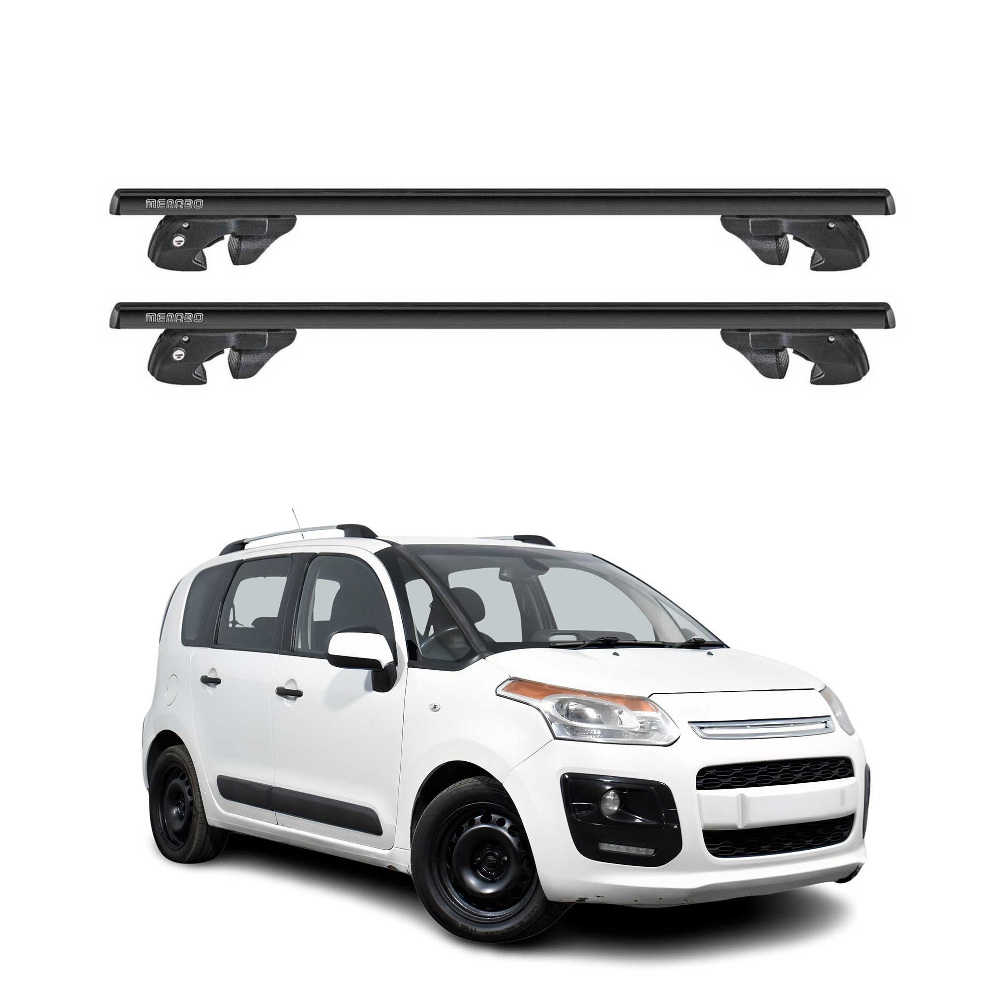 Dachträger Grundtäger für Citroen C3 Picasso 2009-2016 Alu 90kg TÜV Schwarz 2tlg