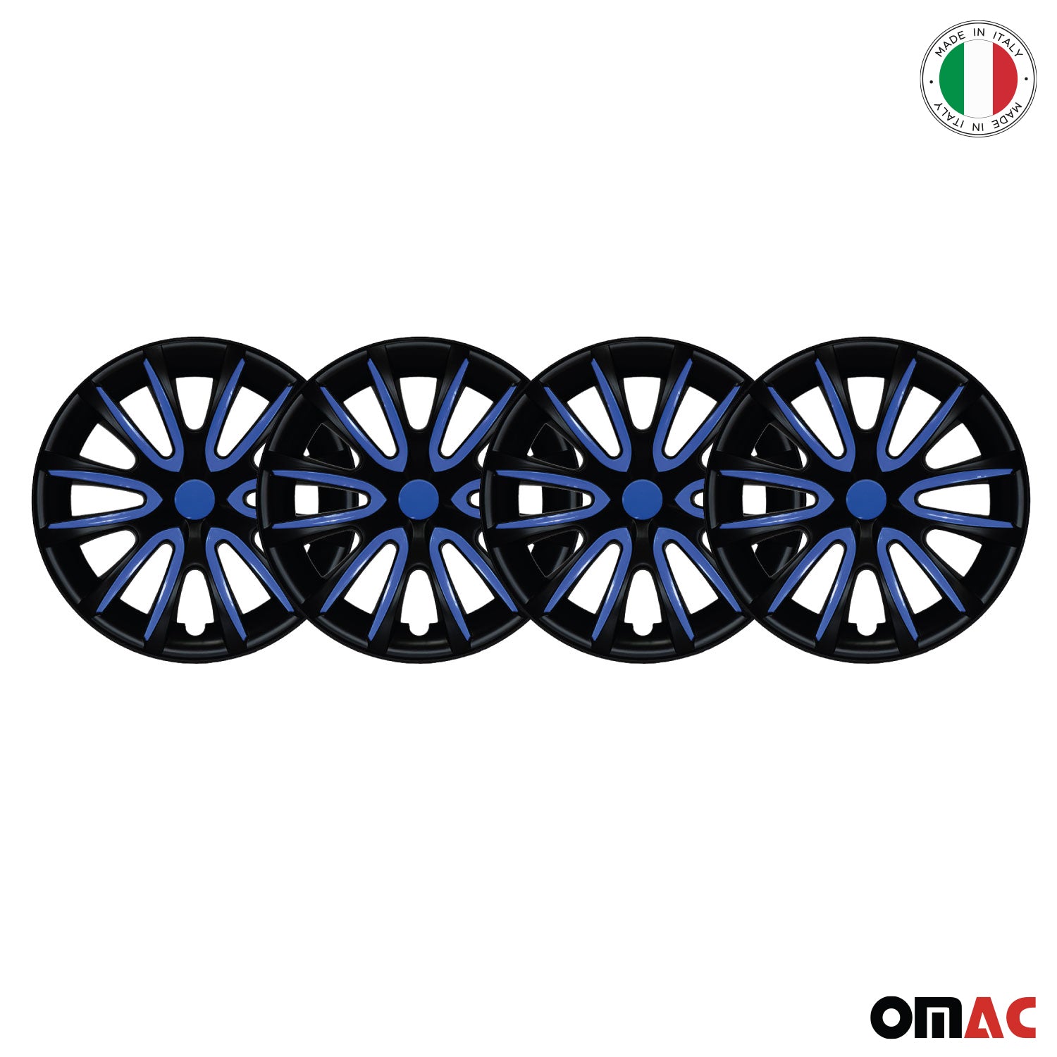 4x Radkappen Radzier für 15" Zoll Radblenden Stahlfelgen Schwarz Dunkel Blau