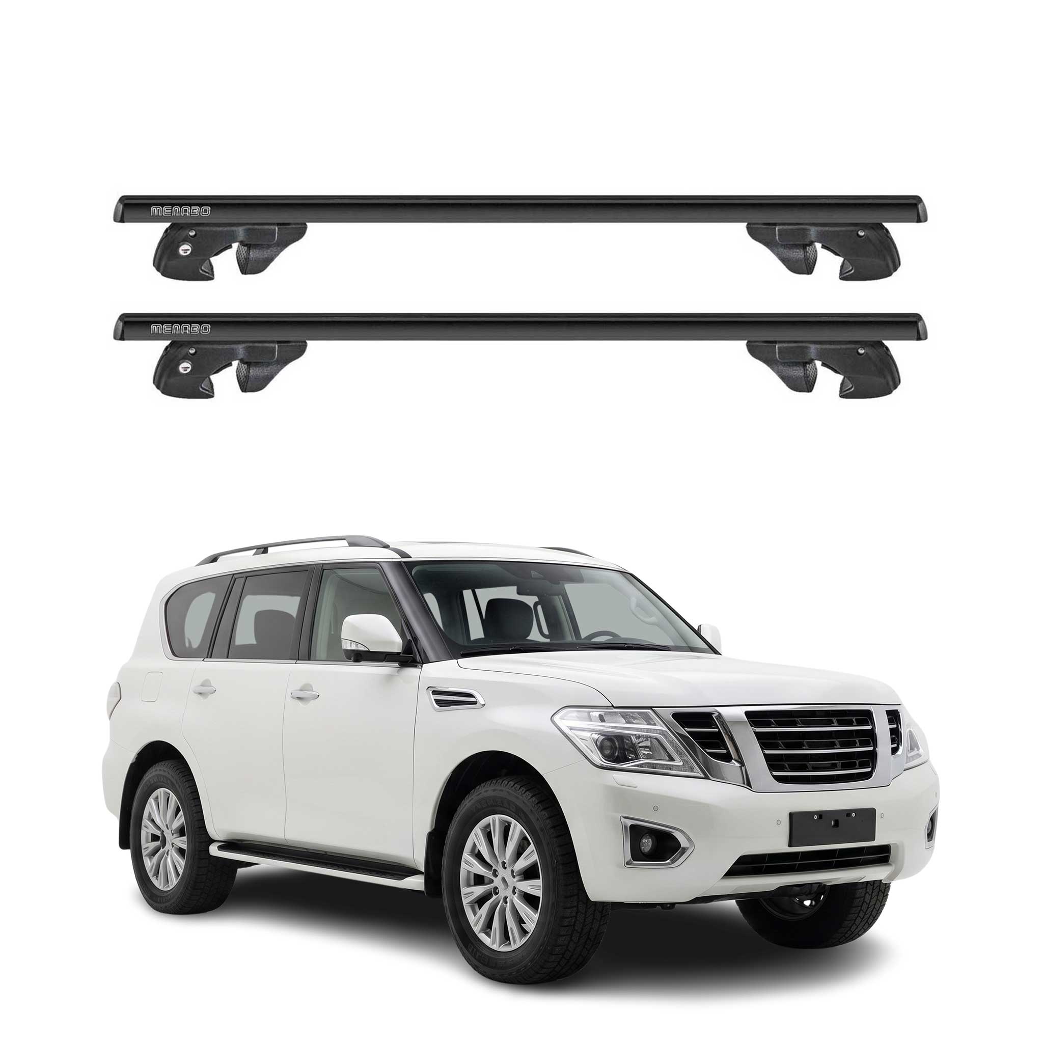 Dachträger Grundtäger für Nissan Patrol 2010-2024 Alu 90kg TÜV Schwarz 2tlg