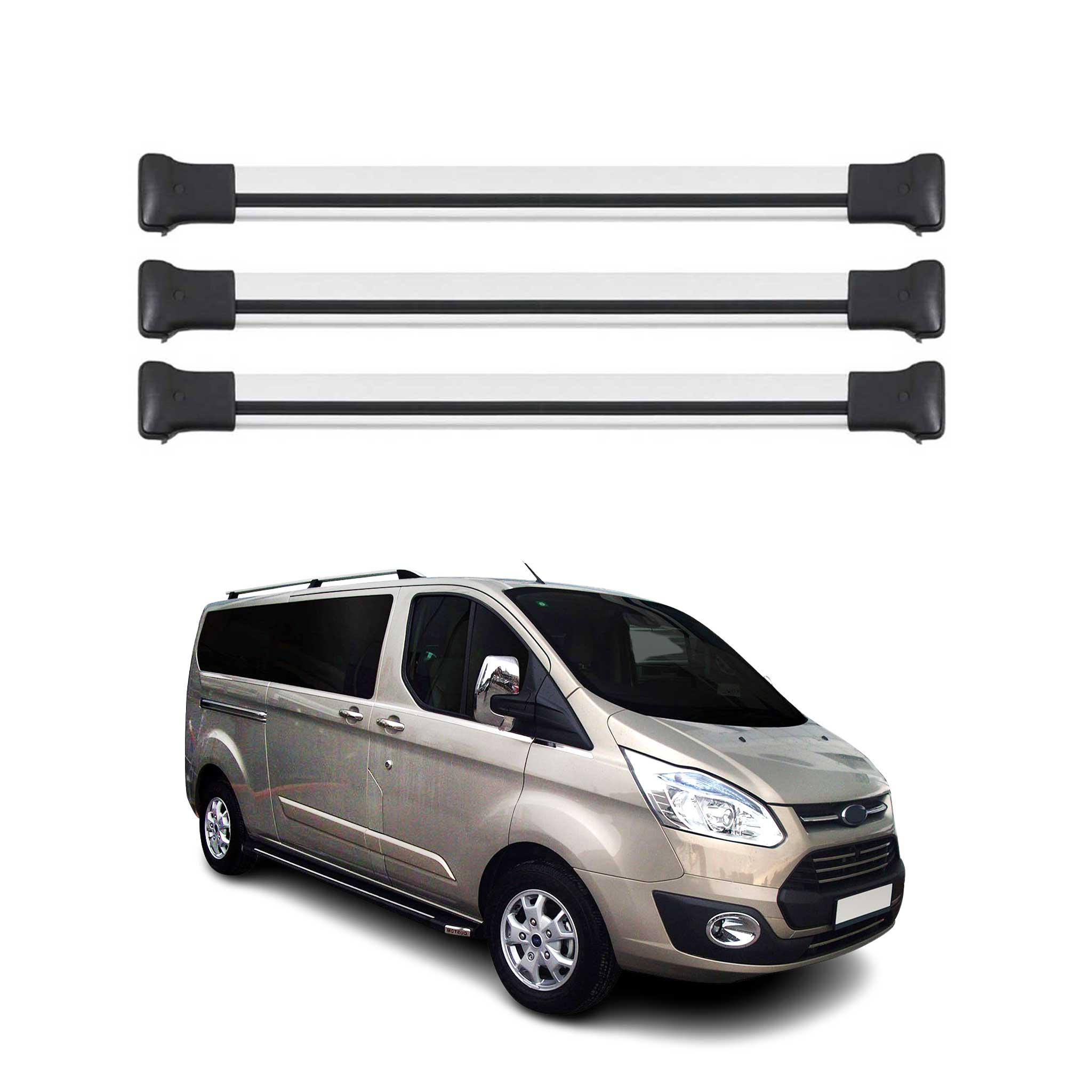 Dachträger für Ford Transit Custom / Tourneo Custom 2012-2023 Alu Silber 3tlg