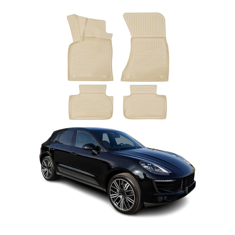 OMAC Gummimatten Fußmatten für Porsche Macan 2014-2018 TPE Automatten Beige 4x