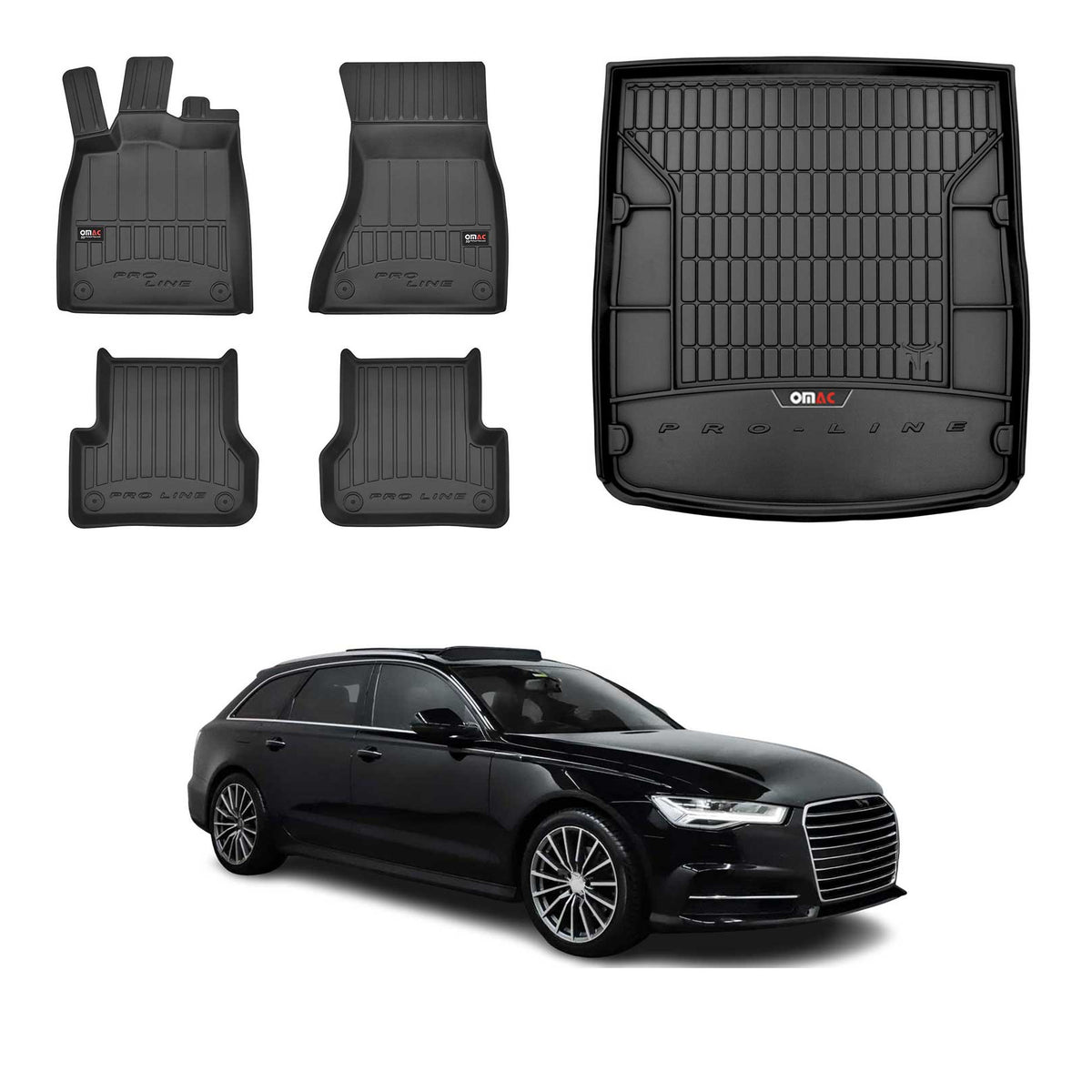 OMAC Fußmatten & Kofferraumwanne Set für Audi A6 C7 Avant Allroad 2011-2018