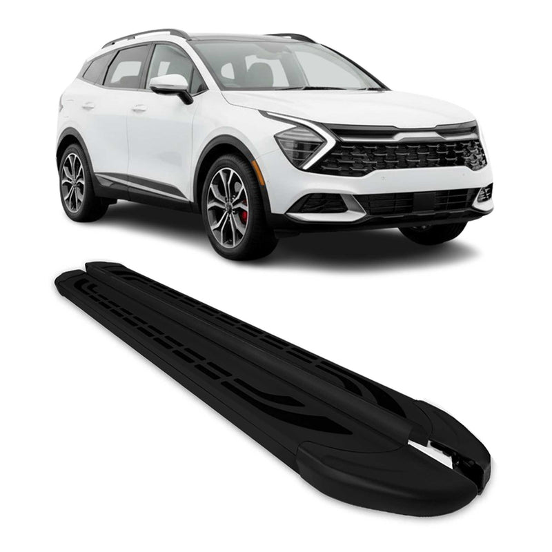 Trittbretter Seitenschweller Seitenbretter für Kia Sportage 2021-25 Alu Schwarz