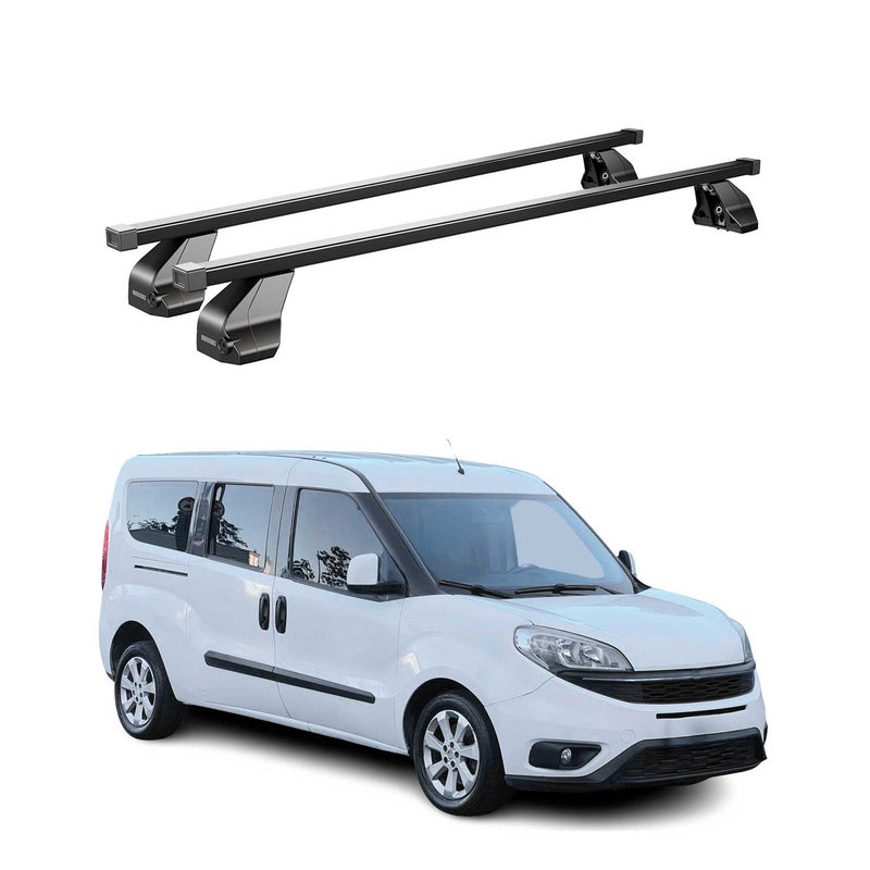 Menabo Dachträger Grundtäger für Fiat Doblo 2010-2022 75kg Stahl Schwarz 2 tlg