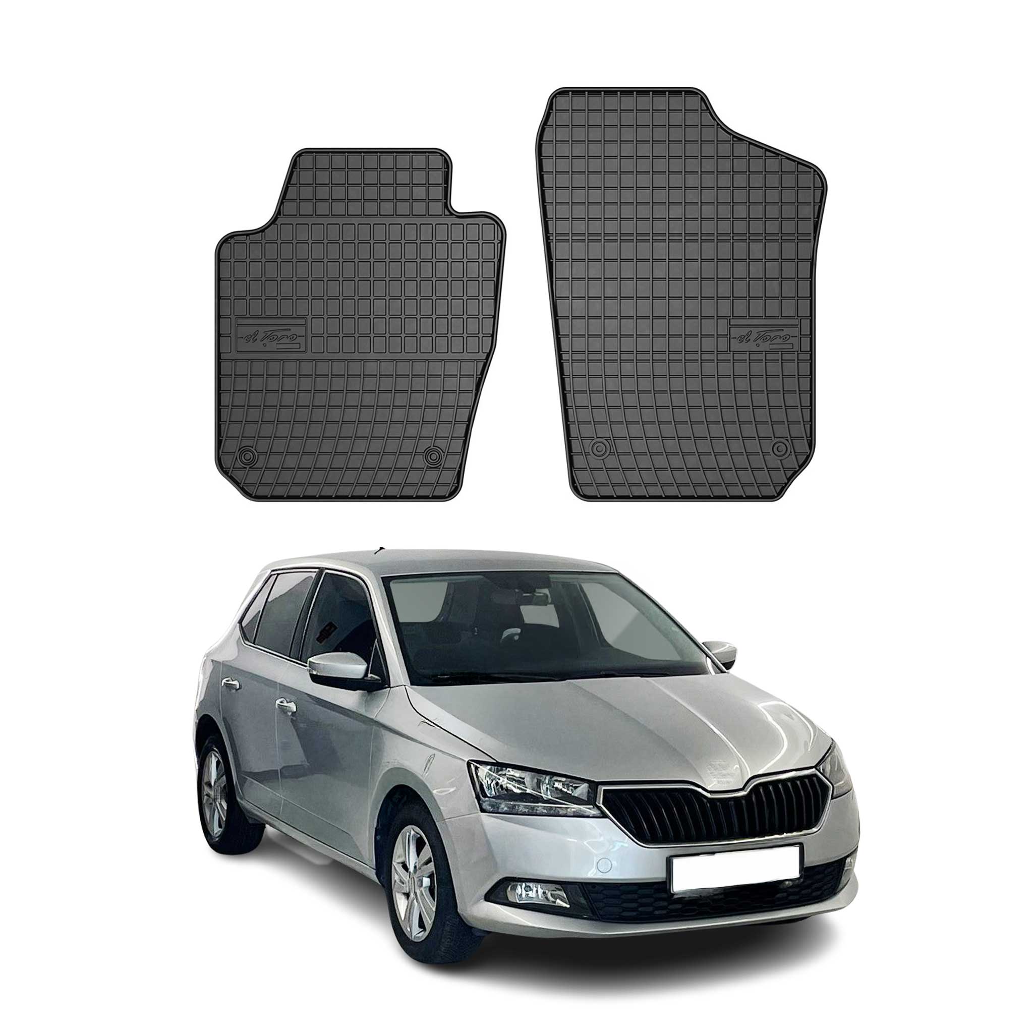 OMAC Gummi Fußmatten für Skoda Fabia Van 2014-2021 Automatten Gummi Schwarz 2tlg