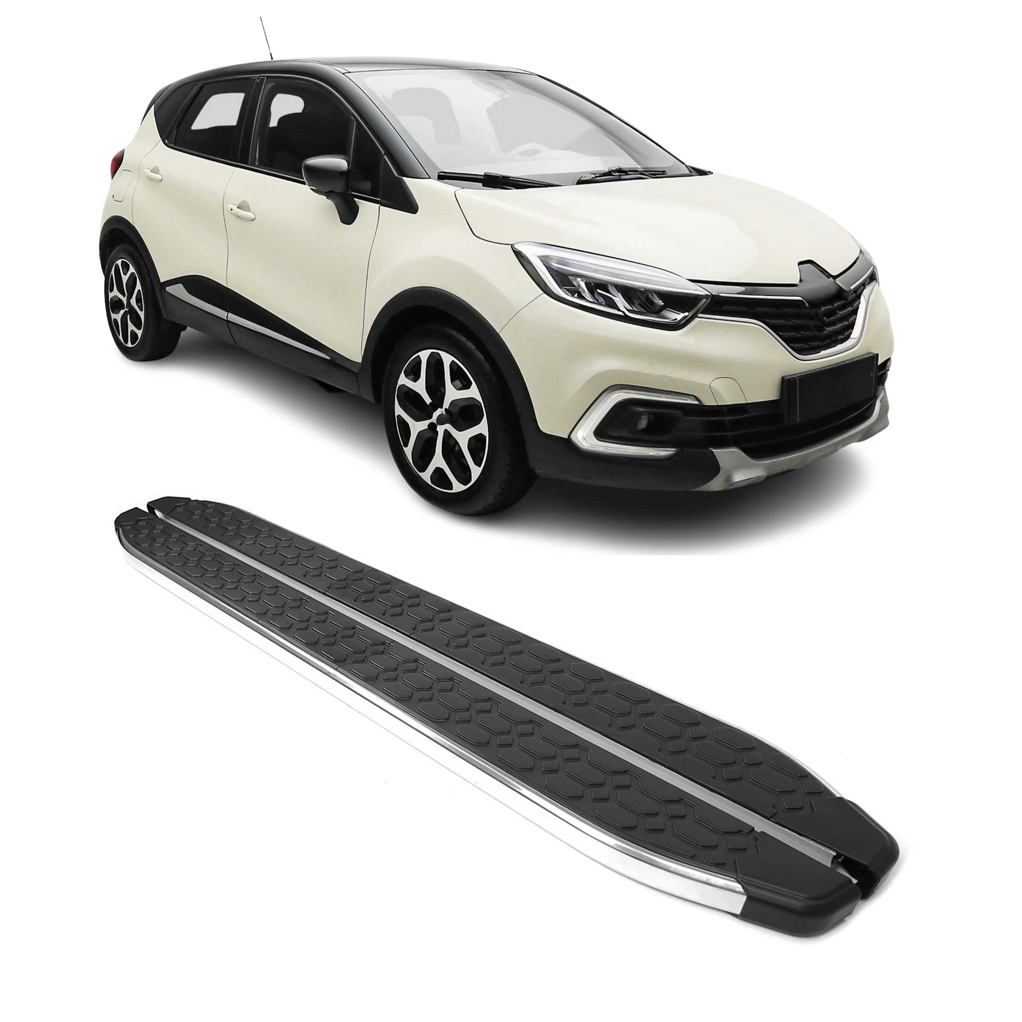 Trittbretter Seitenschweller für Renault Captur 2013-2019 Edelstahl Schwarz Grau