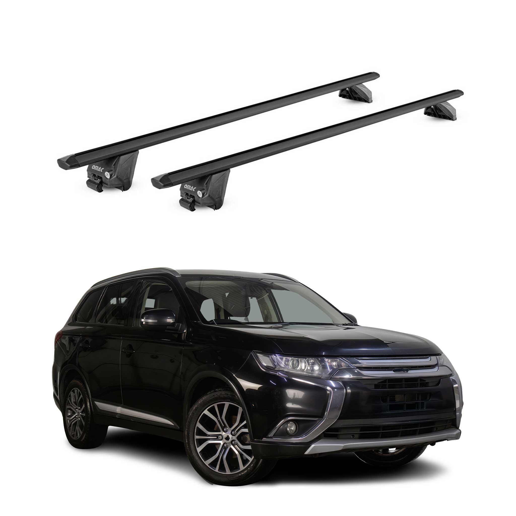 Dachträger für Mitsubishi Outlander III 2013-2021 100kg Alu Schwarz 2 tlg ABE