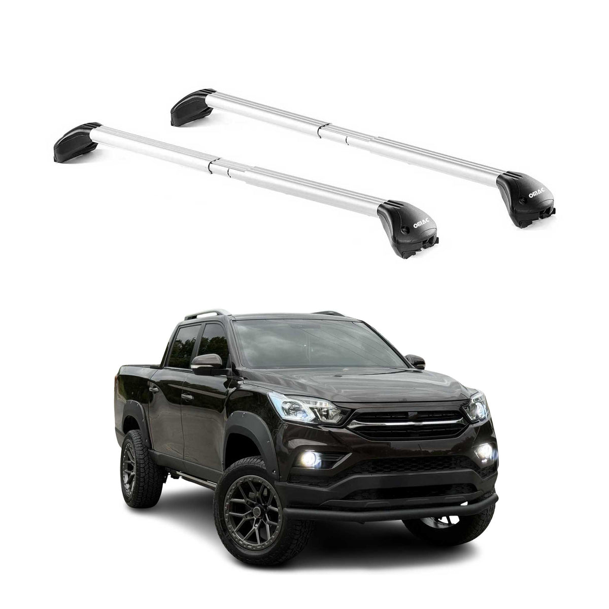 Dachträger für Ssangyong Musso mk2 2018-2026 2-4 tür 100kg Alu Silber 2x ABE