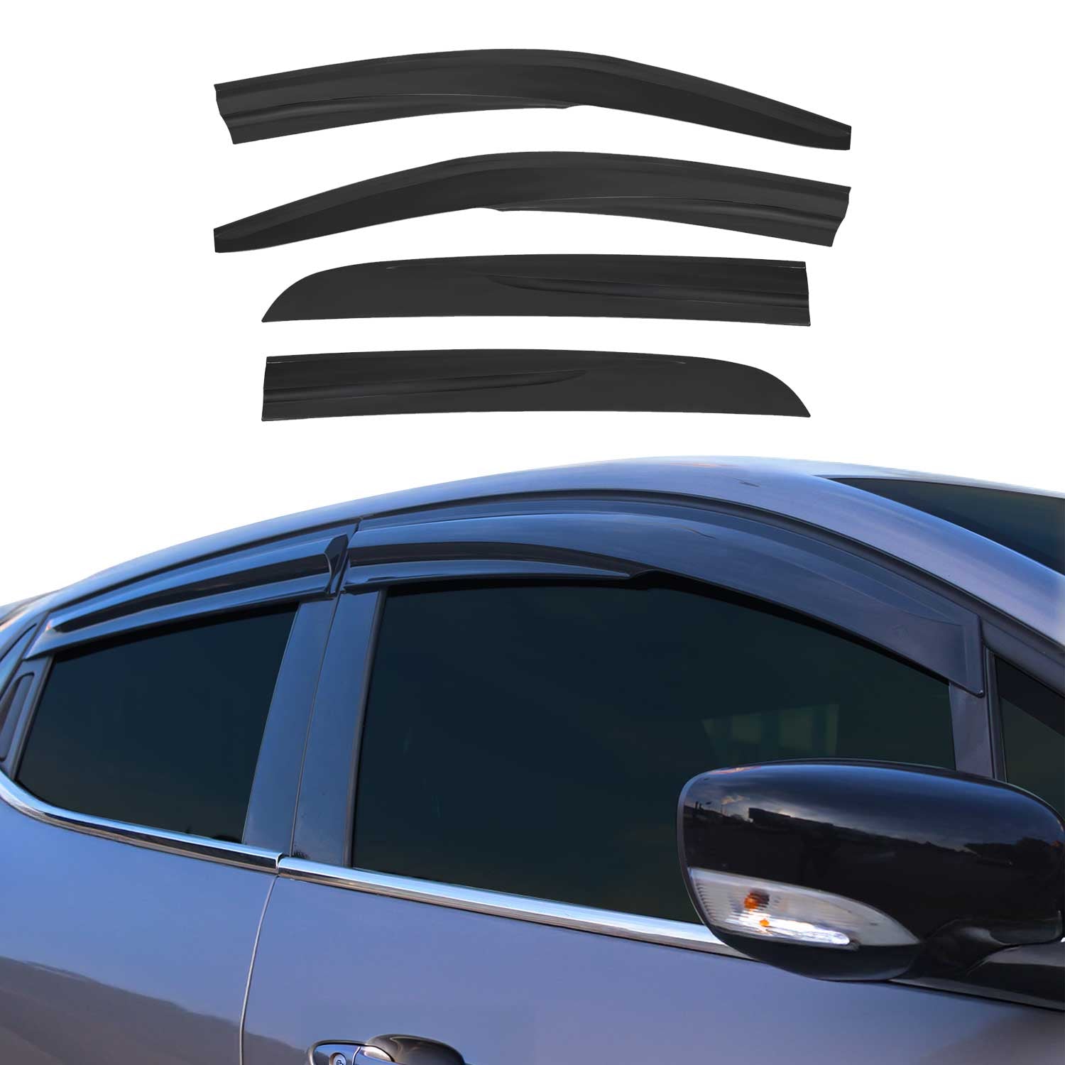 4x Windabweiser Regenabweiser für Citroen C-Elysee Limo 2012-2022 Dunkel