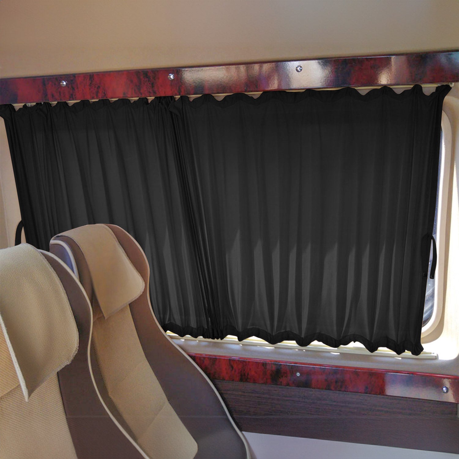 Sonnenschutz MAß Gardinen Vorhänge für Ford Transit 2000-2014 Mittel Schwarz 6x