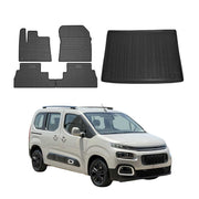 Fußmatten & Kofferraumwanne Set für Citroen Berlingo 2018-2026 Gummi Schwarz 5x