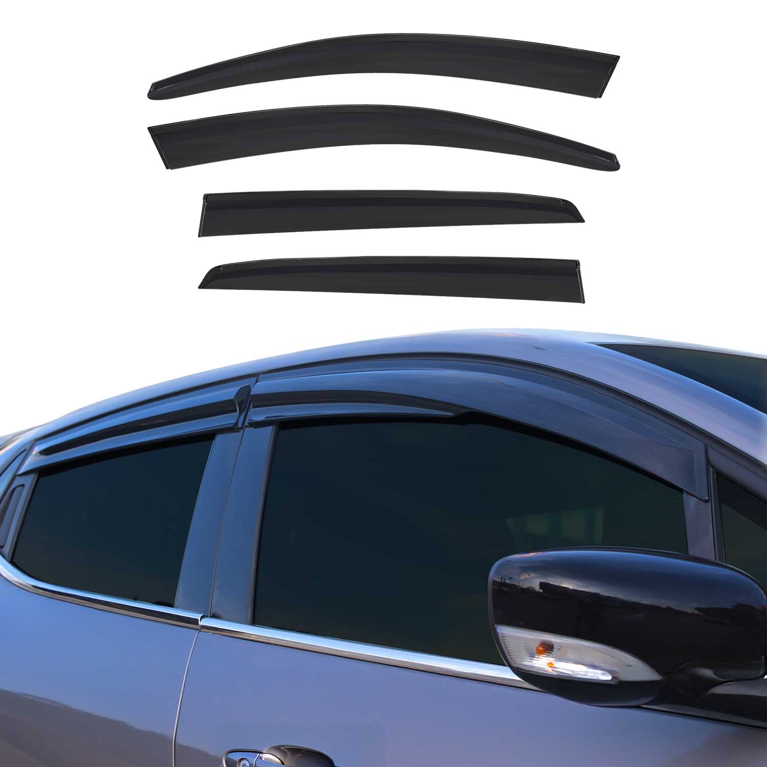 4x Windabweiser Regenabweiser für Peugeot 307 308 2001-2012 Schrägheck Dunkel