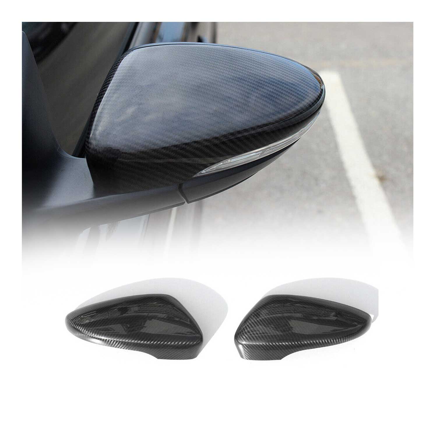 Spiegelkappen Spiegelabdeckung für VW Scirocco 2008-2017 Echt Carbon Schwarz 2x
