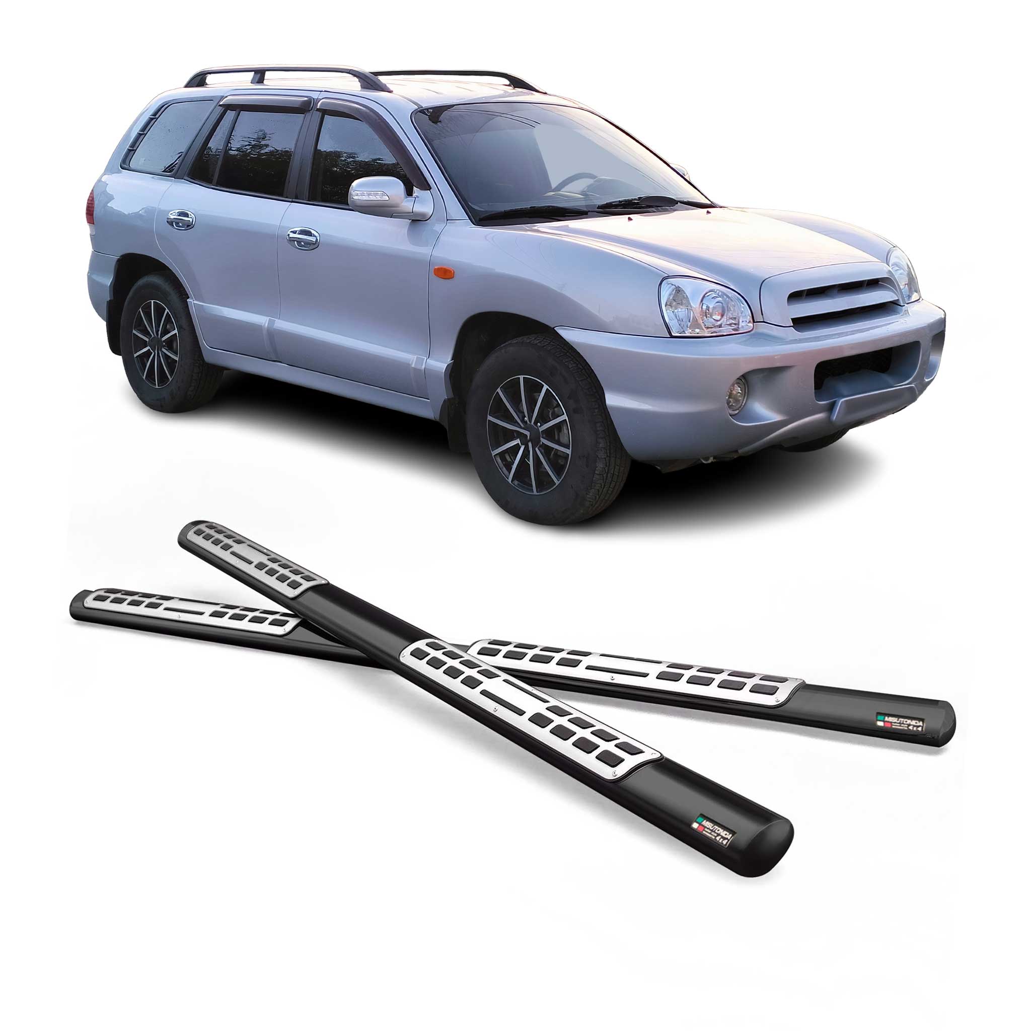 Edelstahl Seitenschweller Schwellerrohre für Hyundai Santa Fe 2006-2009 Schwarz