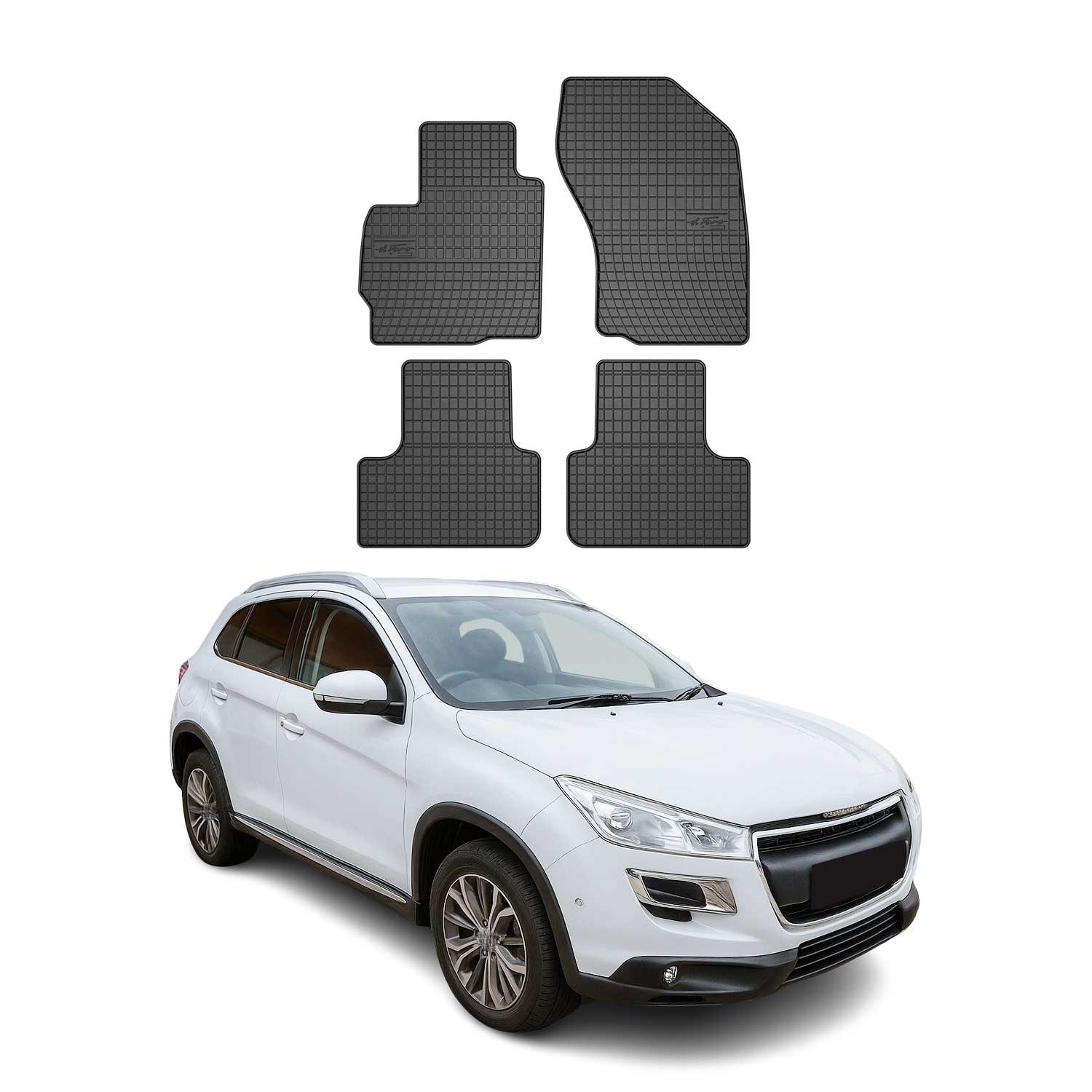 OMAC Gummi Fußmatten für Peugeot 4008 2012-2017 Automatten Gummi TPE Schwarz 4x