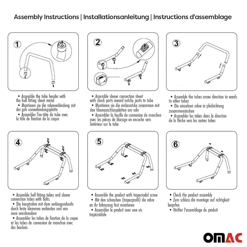 Überrollbügel Rollbar Gefärbten Stahl für Toyota Hilux 2006-2023 Schwarz Ø76mm